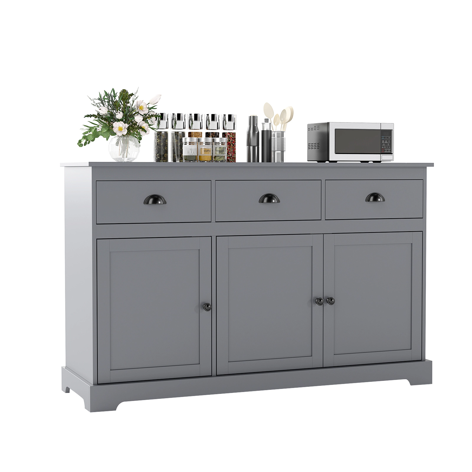 Glintex 53.5-Inch Sideboard with 3 Drawers and Adjustable Shelves