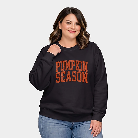 Simply Sage Market - Women's Plus Sweatshirt - Pumpkin Season Varsity Stacked