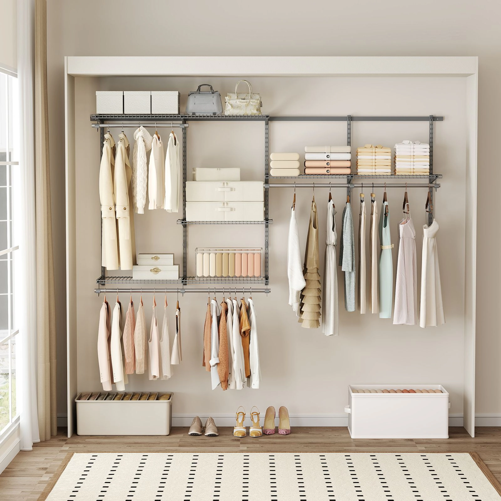 SlickBlue Wall Mounted Closet System 4 to 8 FT Adjustable Organizer