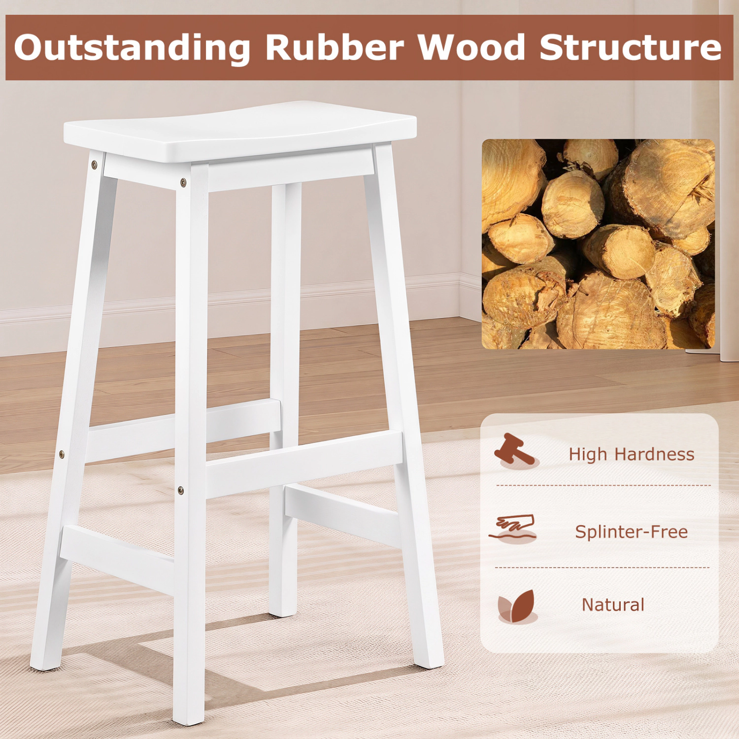 LJG 29" Set of 2 Saddle-Seat Counter Height Stools with Curved Seat and Footrests