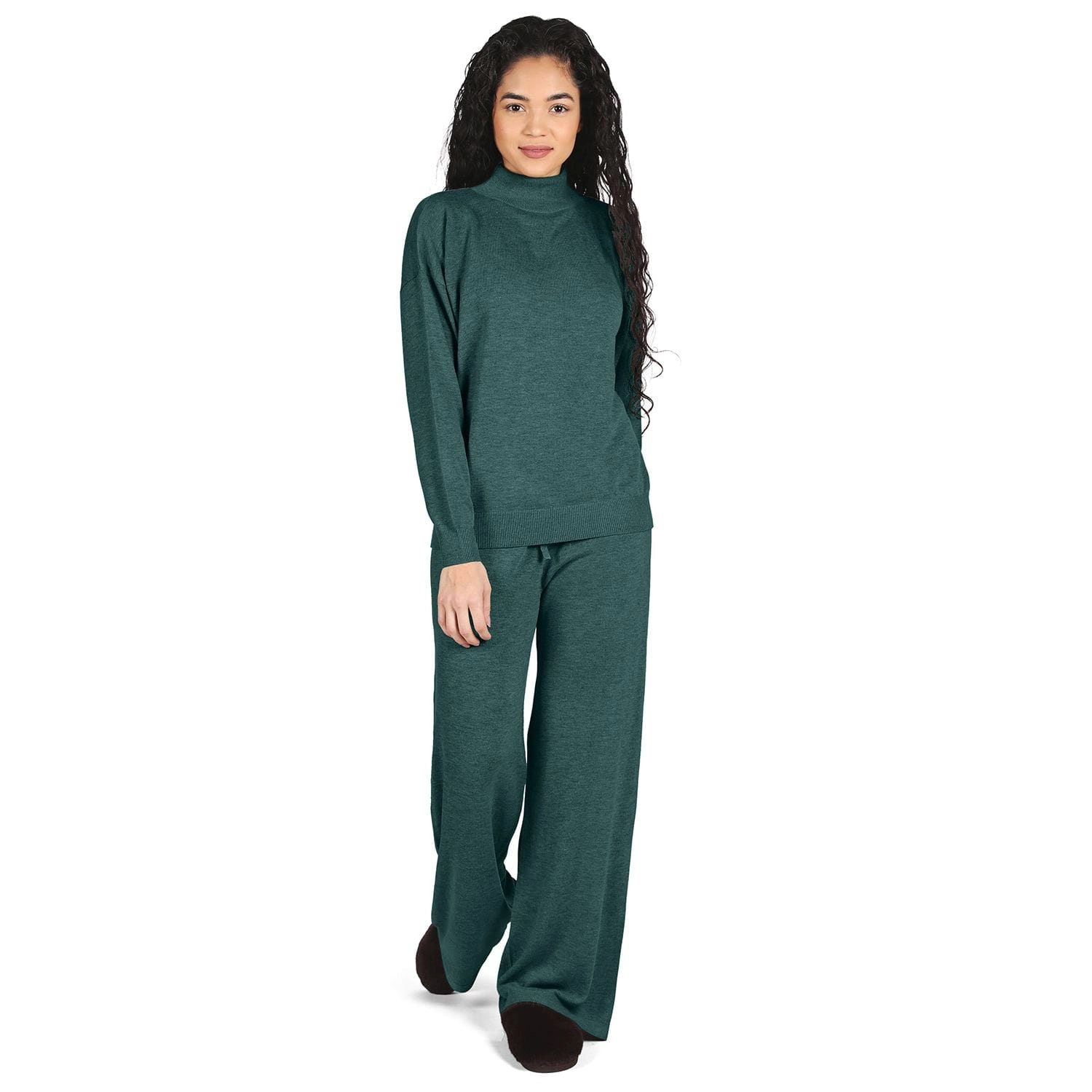 MeMoi Women's Turtleneck Sweater and Knit Pants Lounge Set