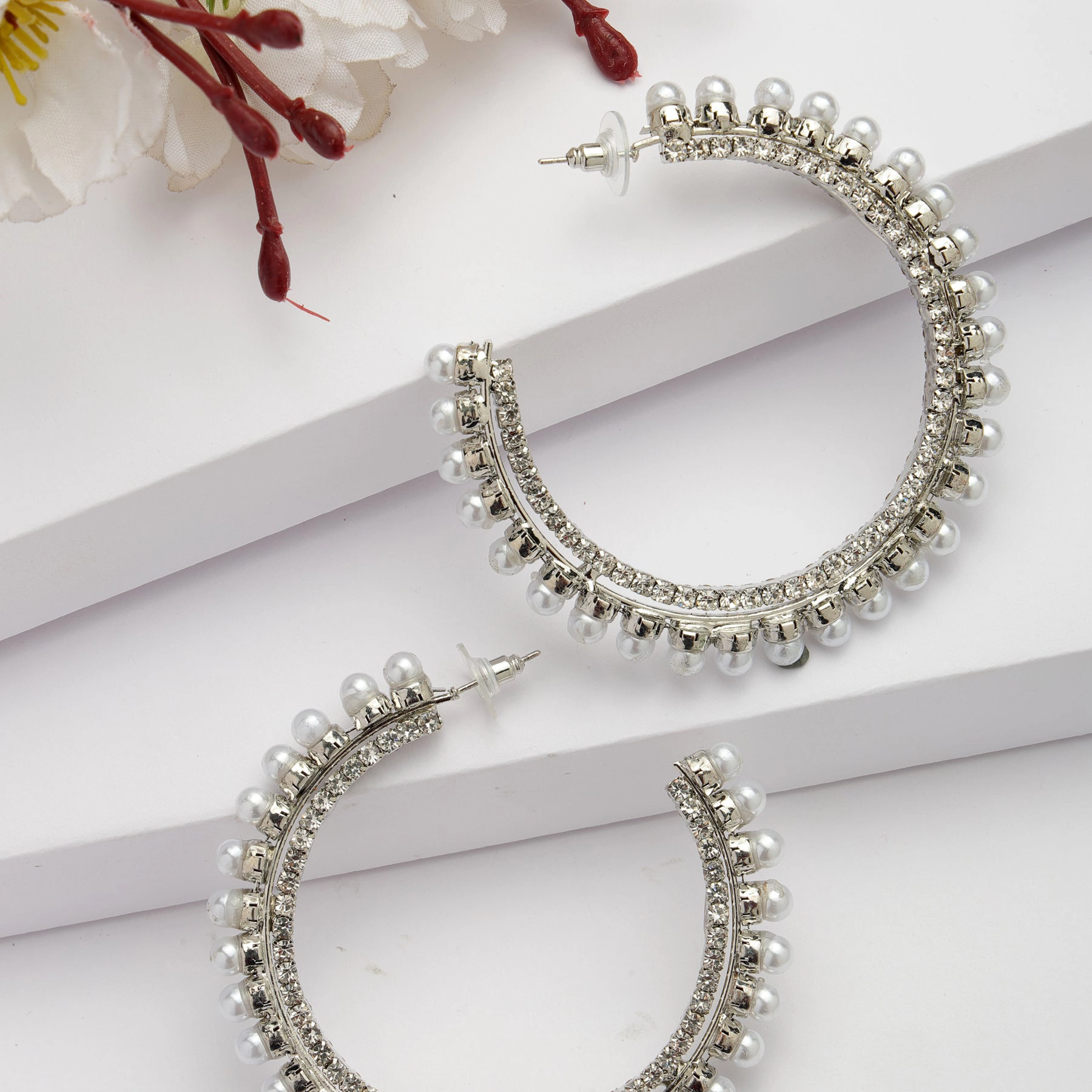 AGP PARIS Womens Diva Collection C-Shaped Hoop Earrings
