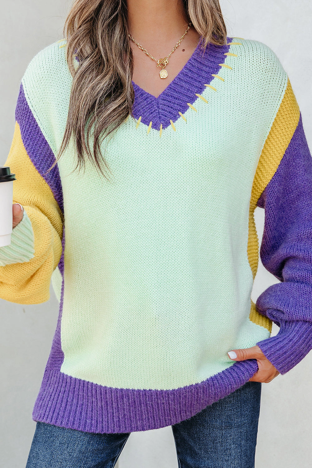 Threaded Pear Women's Colette Knitted Drop Shoulder Sweater