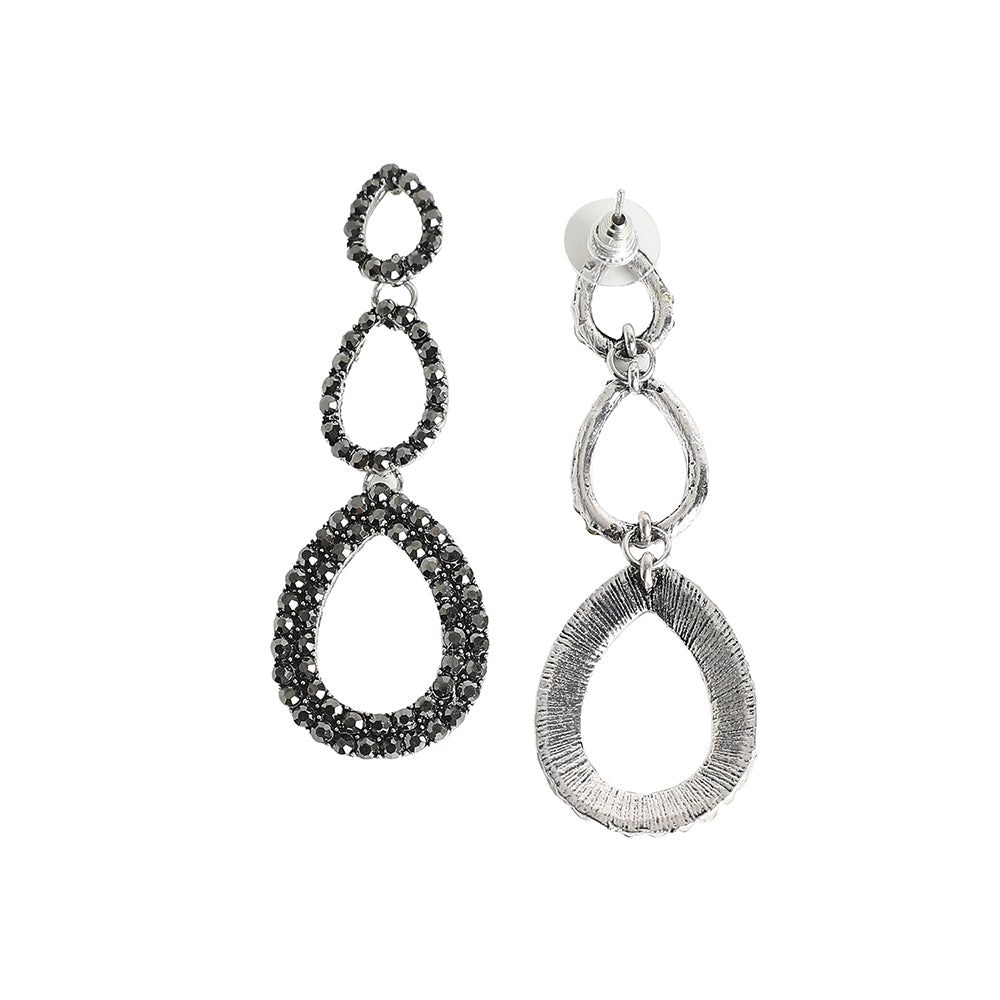 SOHI Women's Chrome Silver Hollow Teardrop Earrings