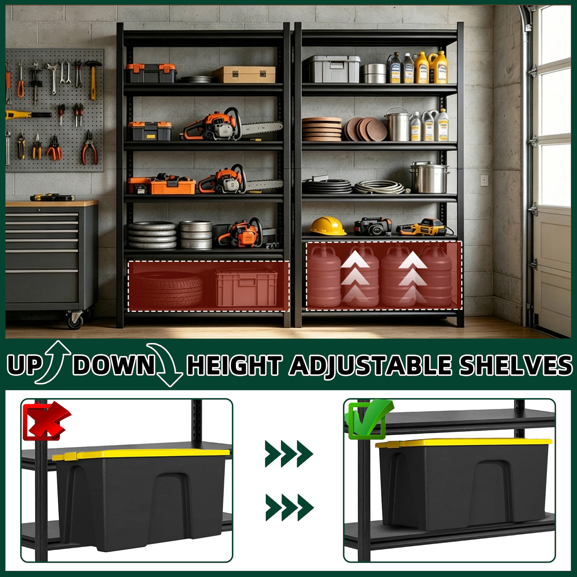 XJ 6-Shelf Steel Heavy Duty Freestanding Garage Storage Shelving Unit in Black (48 in. W x 84 in. H x 18 in. D)