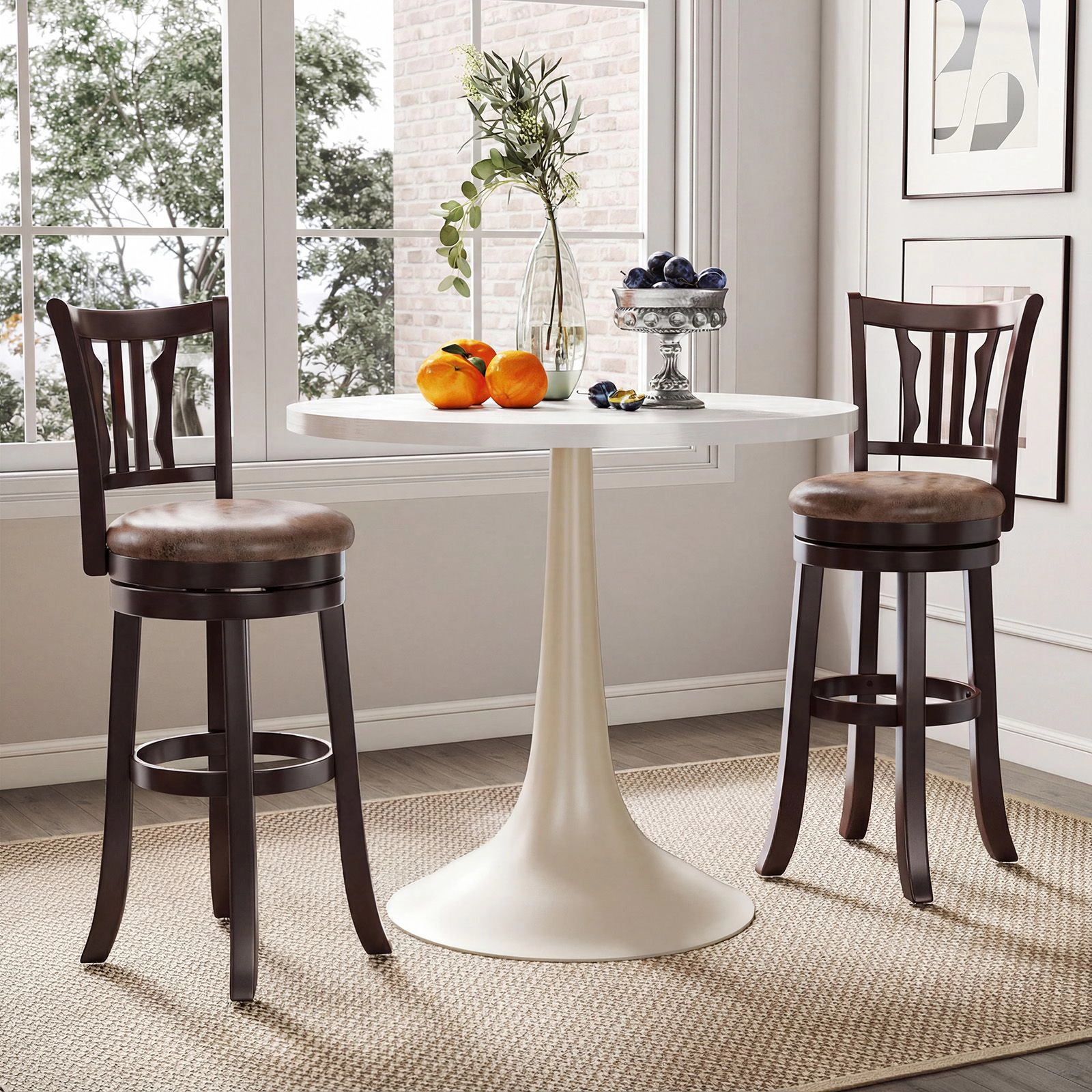 SlickBlue Counter Height Swivel Bar Chairs with Backrest and Footrest Set of 2