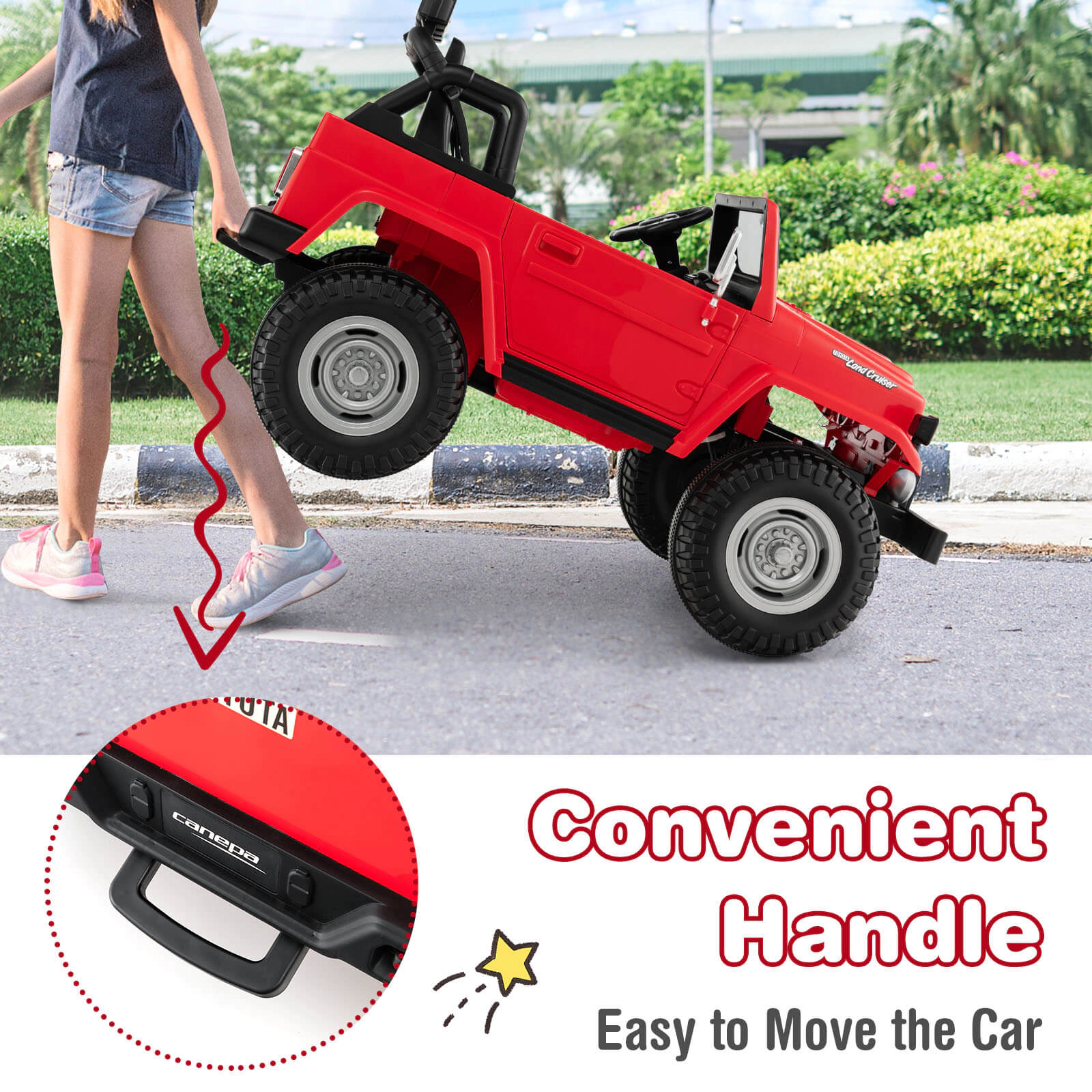 SUGIFT Red 2.4G Remote Control 2 Seat Kids 12V Licensed Toyota FJ40 Ride On Car