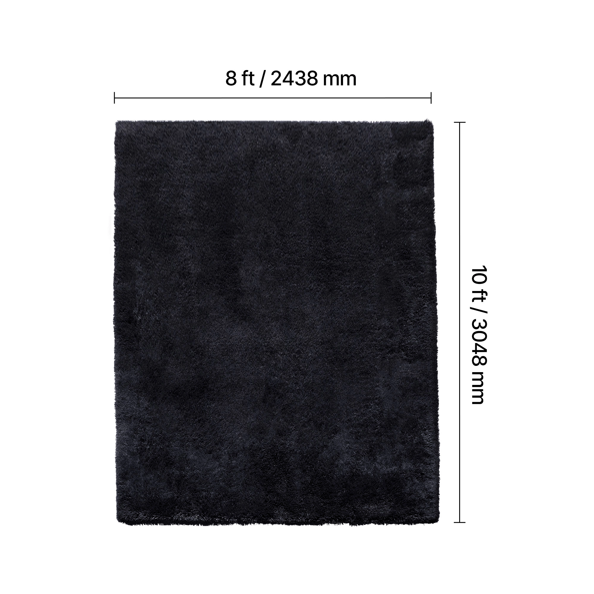 HONGGE 8 x 10 ft Plush Shag Area Rug, Fluffy Black Carpet with Non-Slip Backing for Living Room, Bedroom, Sunroom