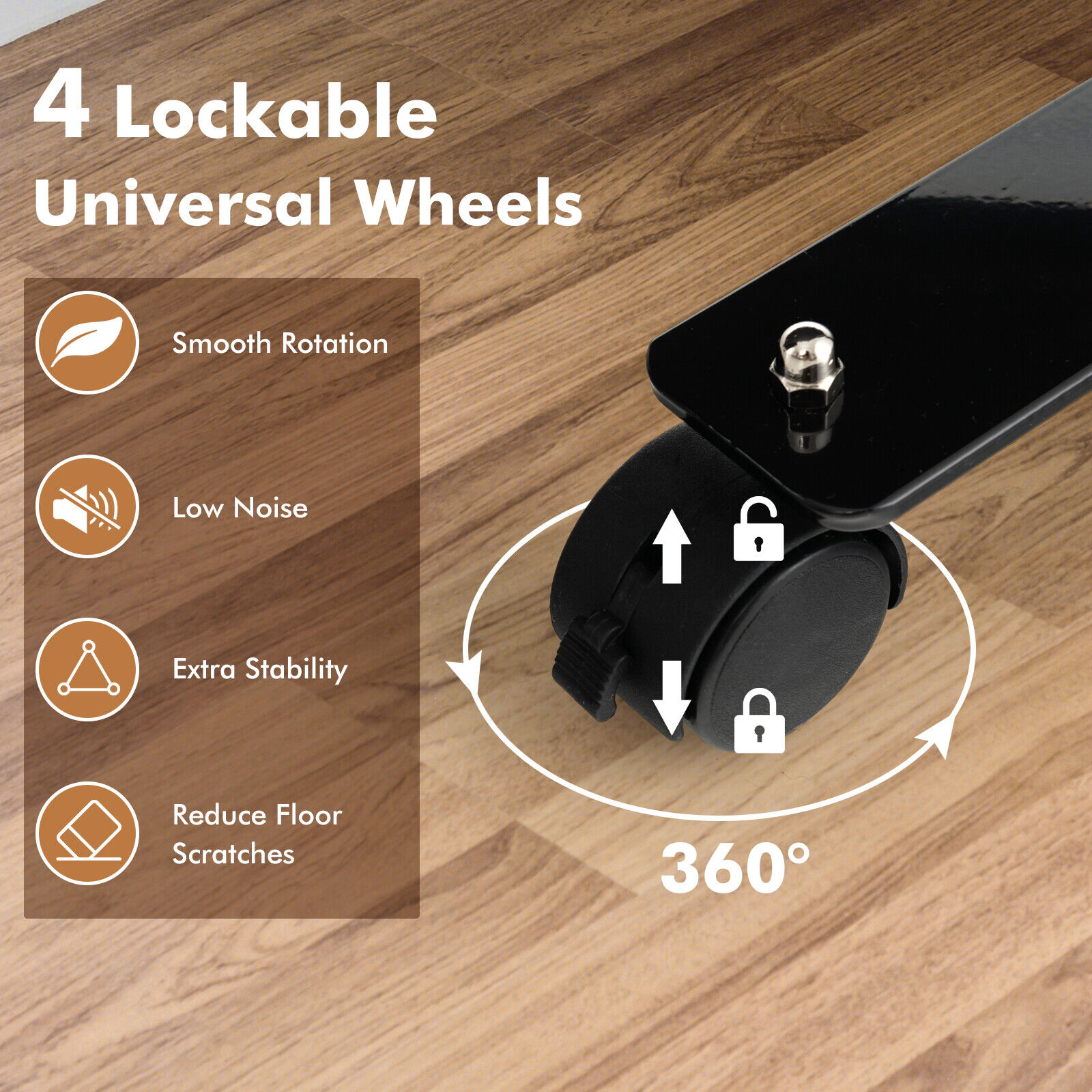 SUGIFT Single Panel Lockable Casters Metal Frame Rolling Room Divider 73-in x 12-in x 73-in 4 Wheels 9-lb Brown