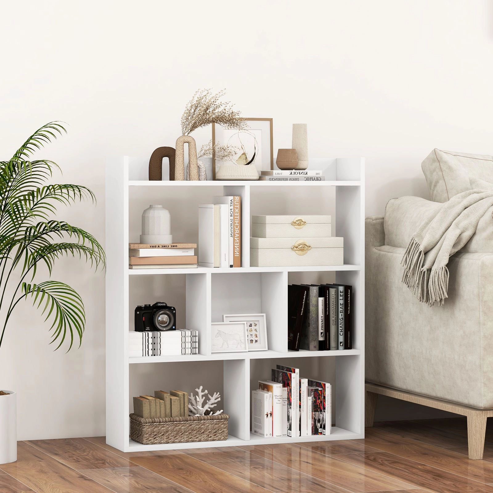SlickBlue 4 Layer Storage Bookshelf with 7 Compartments