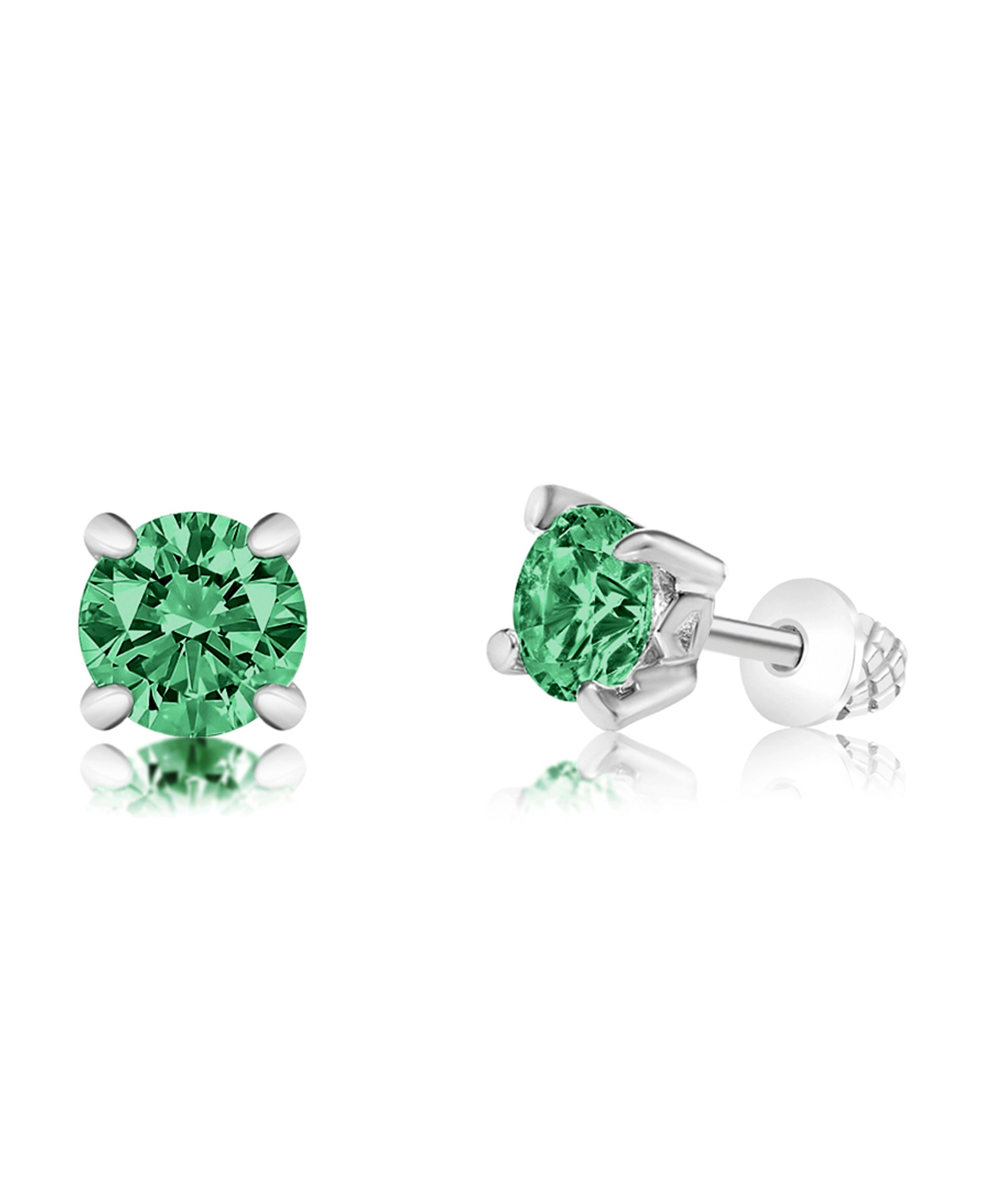 CHANTEUR Kids Crystal Stud Earrings - White Gold Palladium Plating, Screw Back, Hypoallergenic