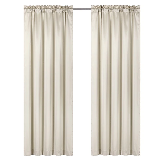 Kate Aurora 1 Piece Beige Regency Lux Rod Pocket Semi Sheer Window Curtain Panel - 84 in. Long