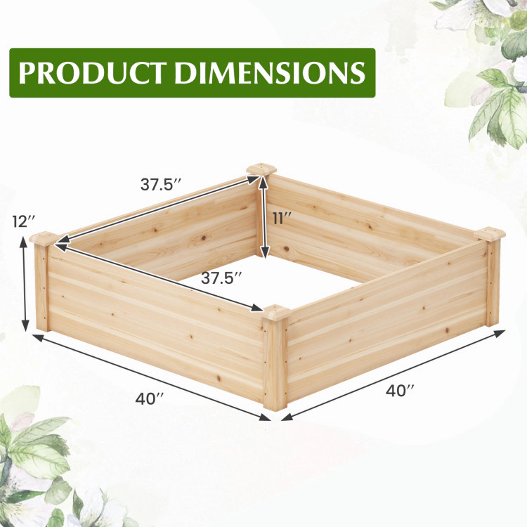 Hivvago 40" x 40" Outdoor Wood Raised Garden Bed