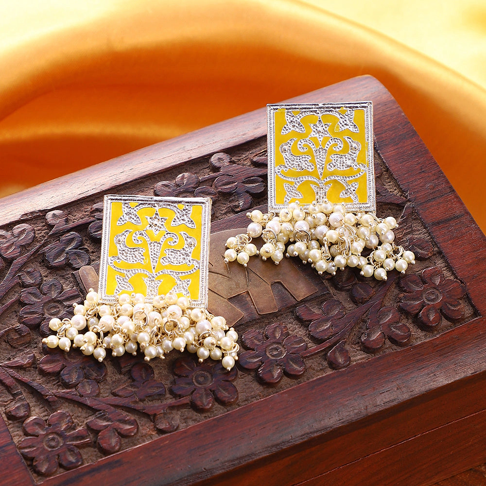 SOHI The Niloufar Women's Canary Yellow Floral Drop Earrings