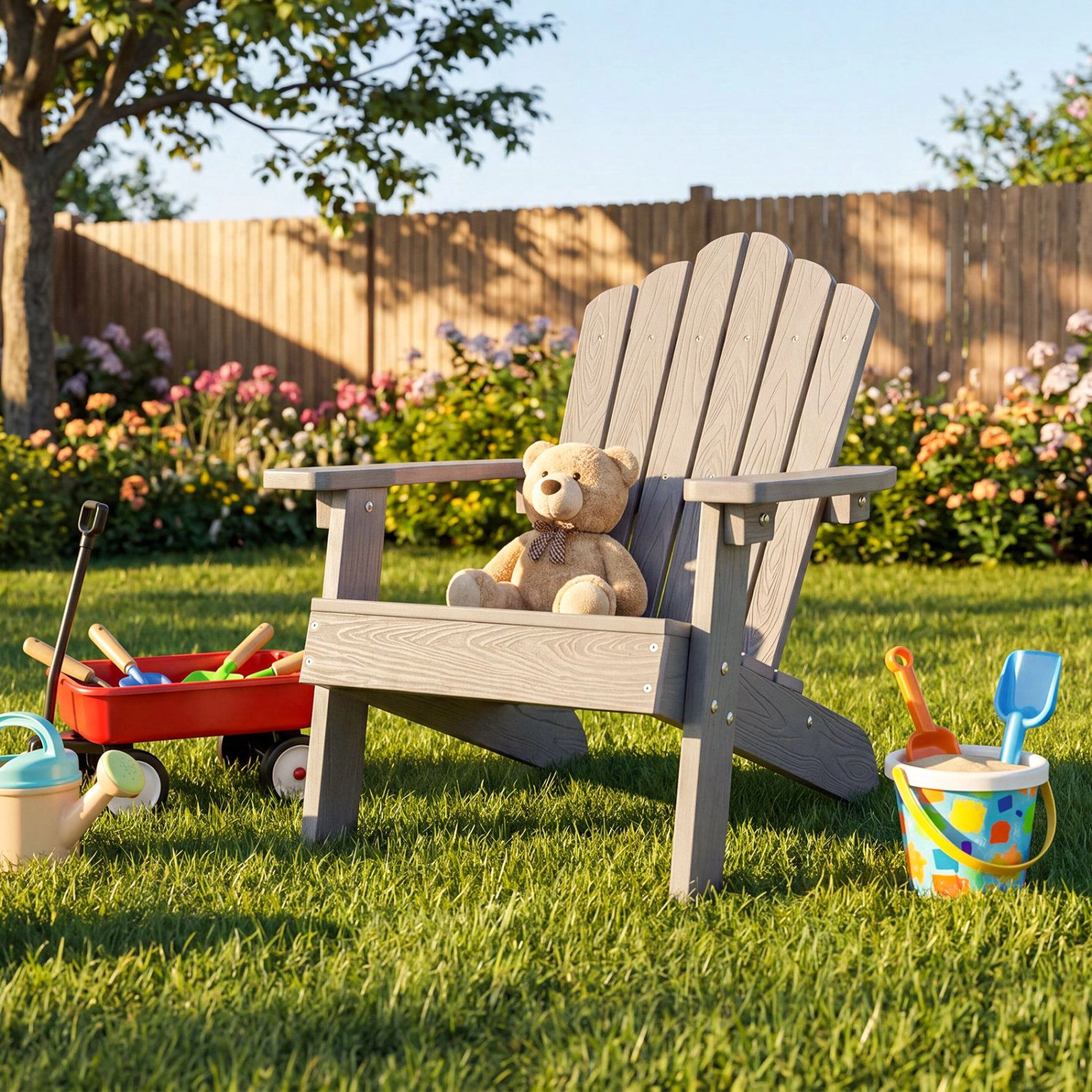 SlickBlue Kids Outdoor Adirondack Chair with Slatted Seat