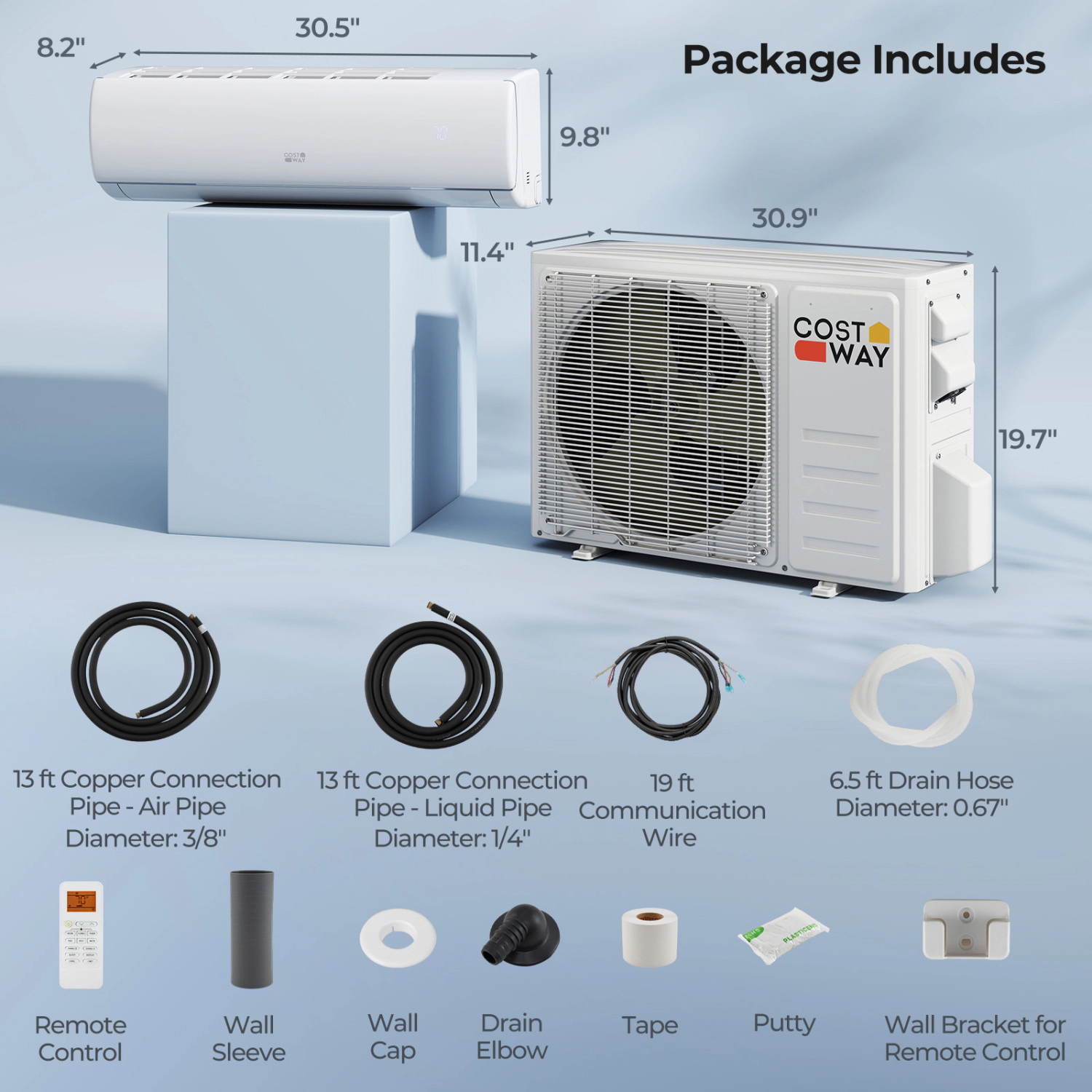 LJG EchoCool Series 11500 BTU 208/230V Mini Split Air Conditioner and Heater Pump System