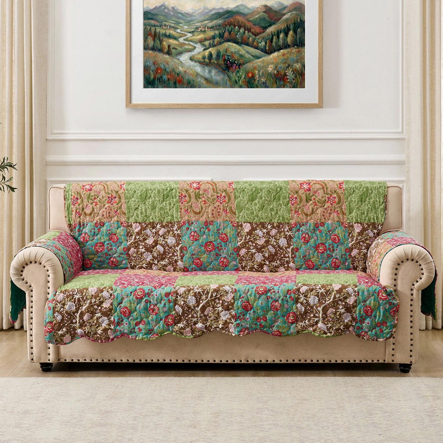 Greenland Home Fashions Danica 100% Polyester Quilted Furniture Protector Sofa 127x77 Multi