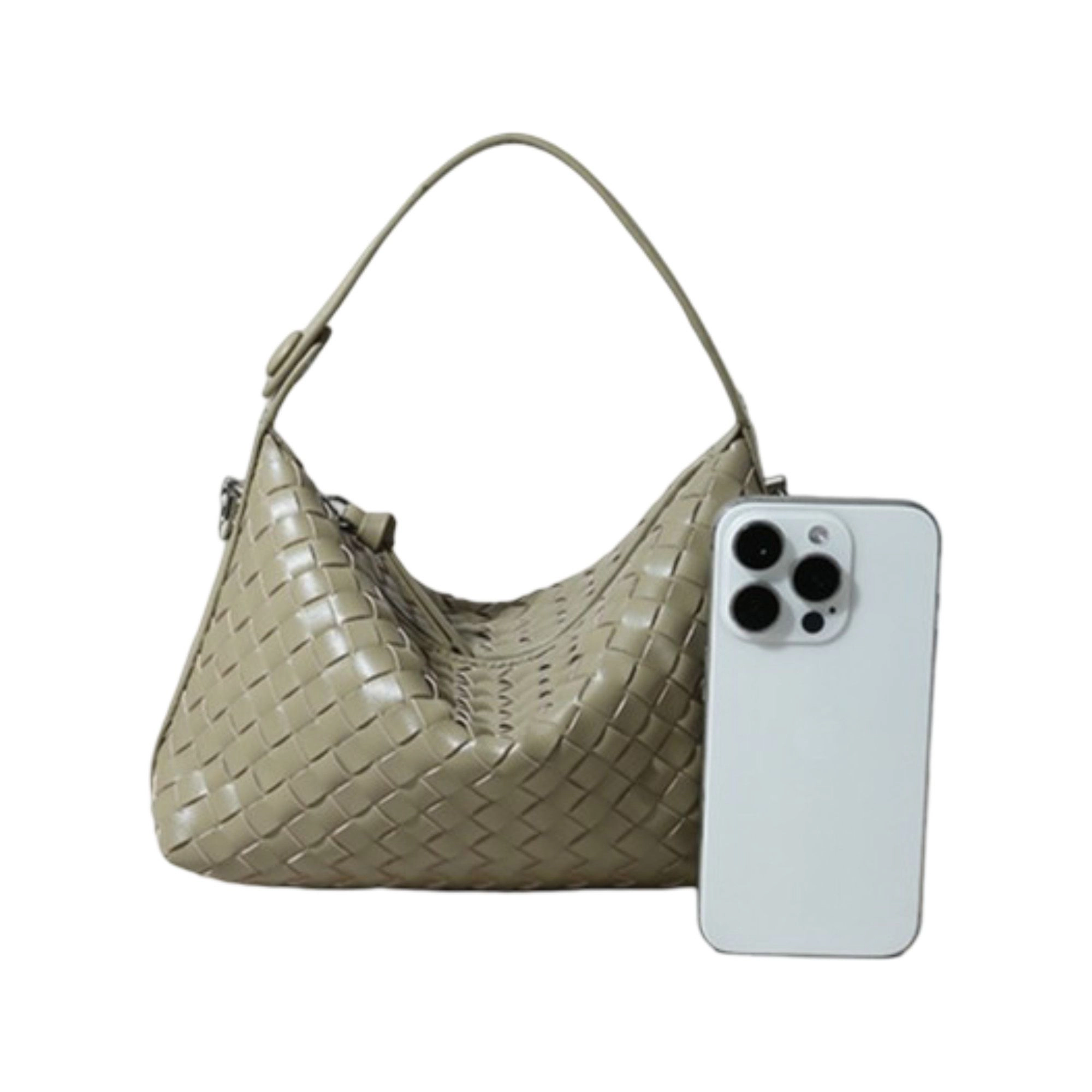 Alilang Women's Woven Leather Shoulder Satchel with Convertible Crossbody Strap and Sculpted Hobo Silhouette