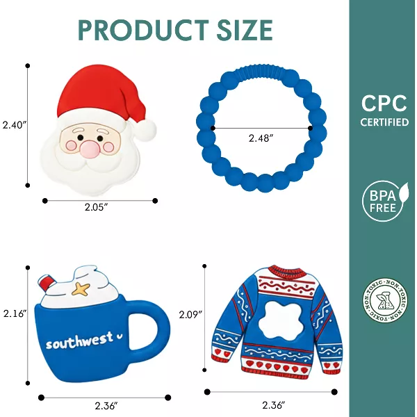 Sperric Silicone Christmas Teether Ring Toy for Baby, BPA Free Soothing Teething Relief Infant & Toddlers 0-18 Month