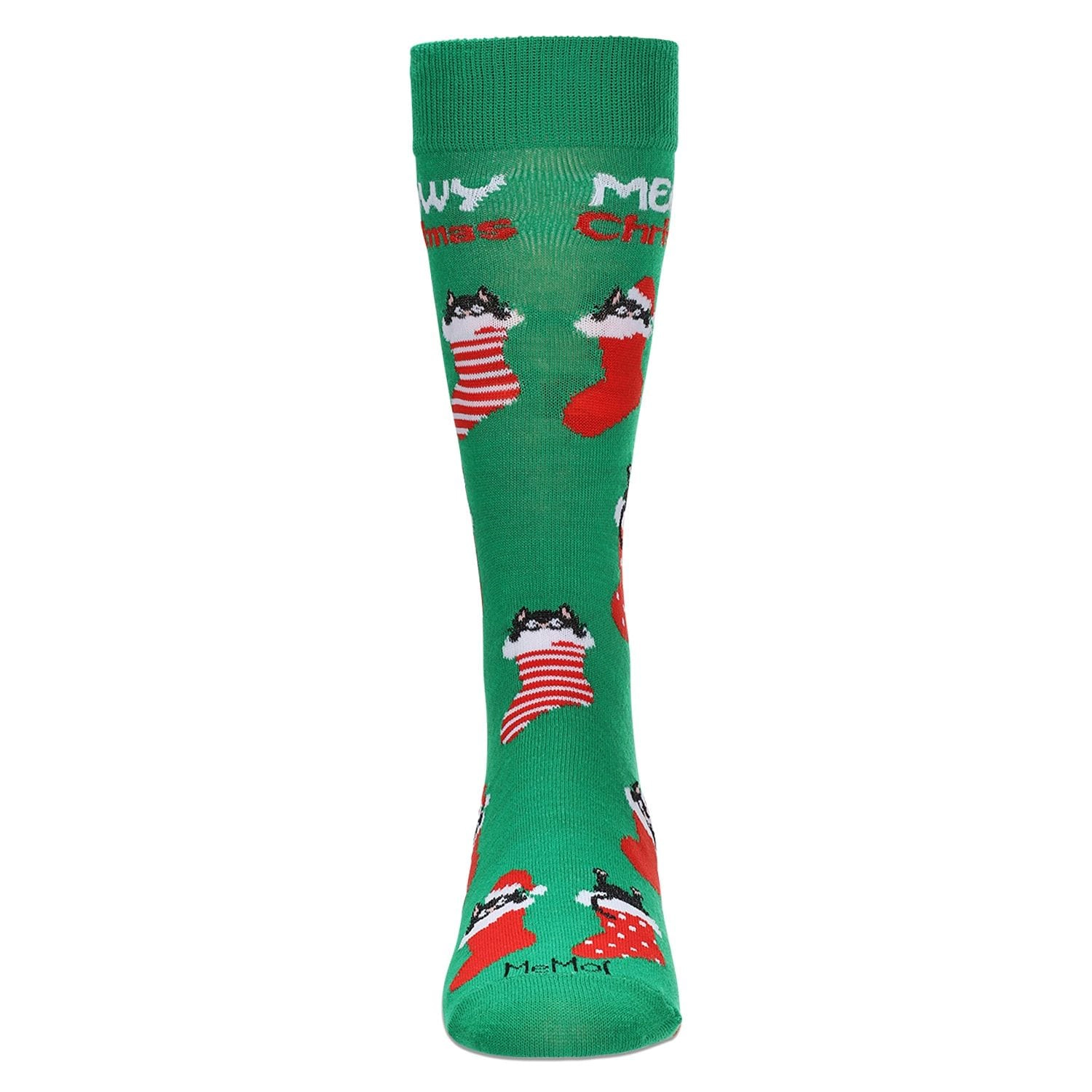 Memoi Men's Meowy Christmas Holiday Crew Socks