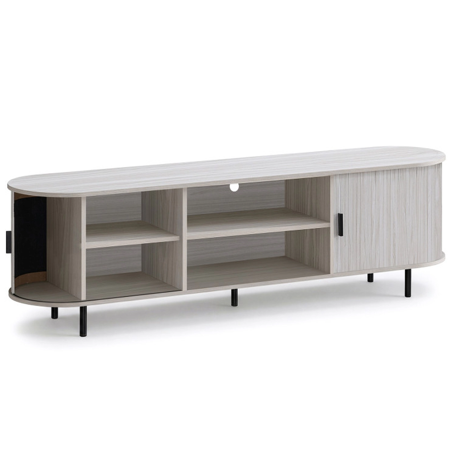 SUGIFT 71-Inch Mid-Century Modern TV Stand, 165 lb Capacity, Fluted Sliding Doors, for TVs up to 80 Inches