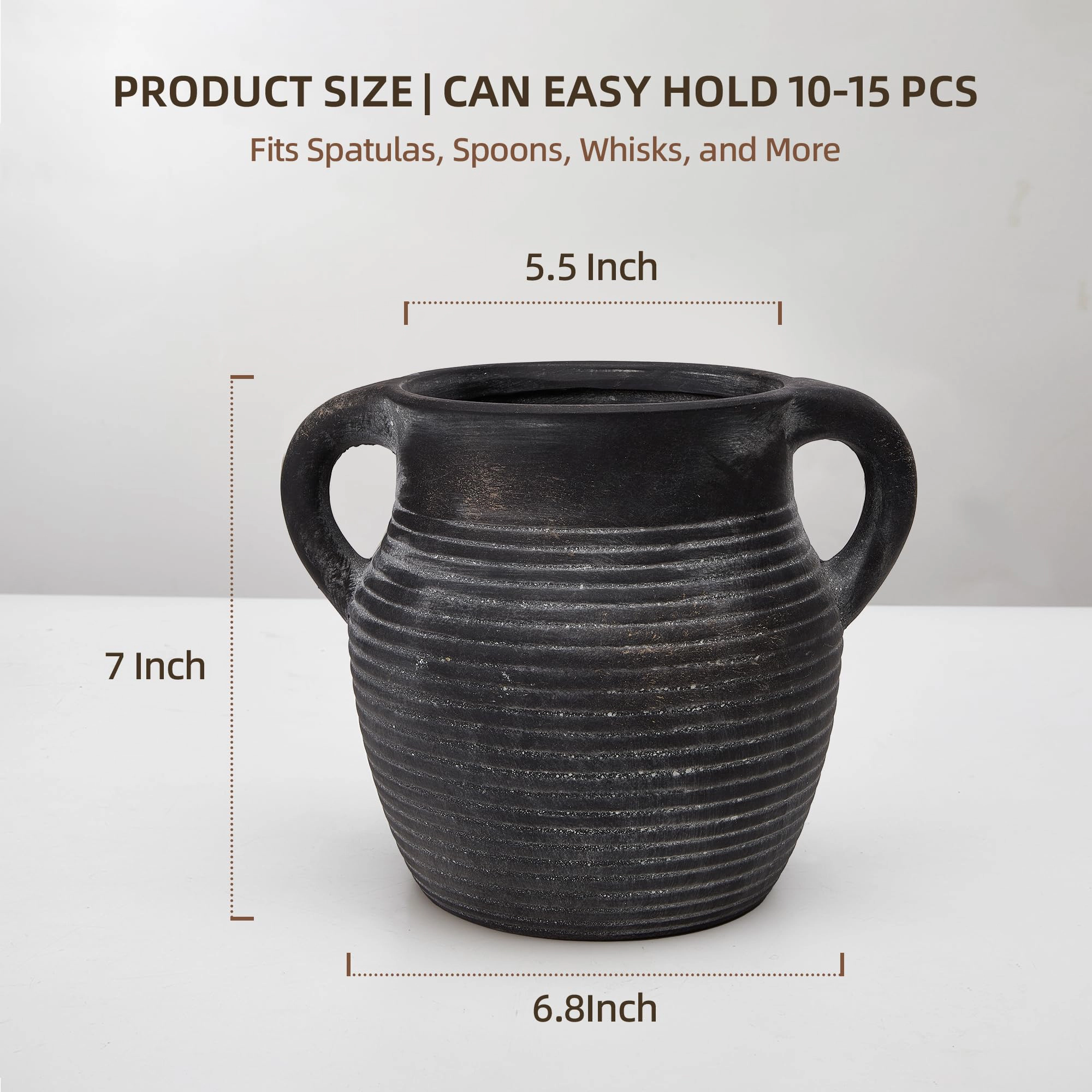 WZK Large Ceramic Farmhouse Rustic Kitchen Utensil Holder