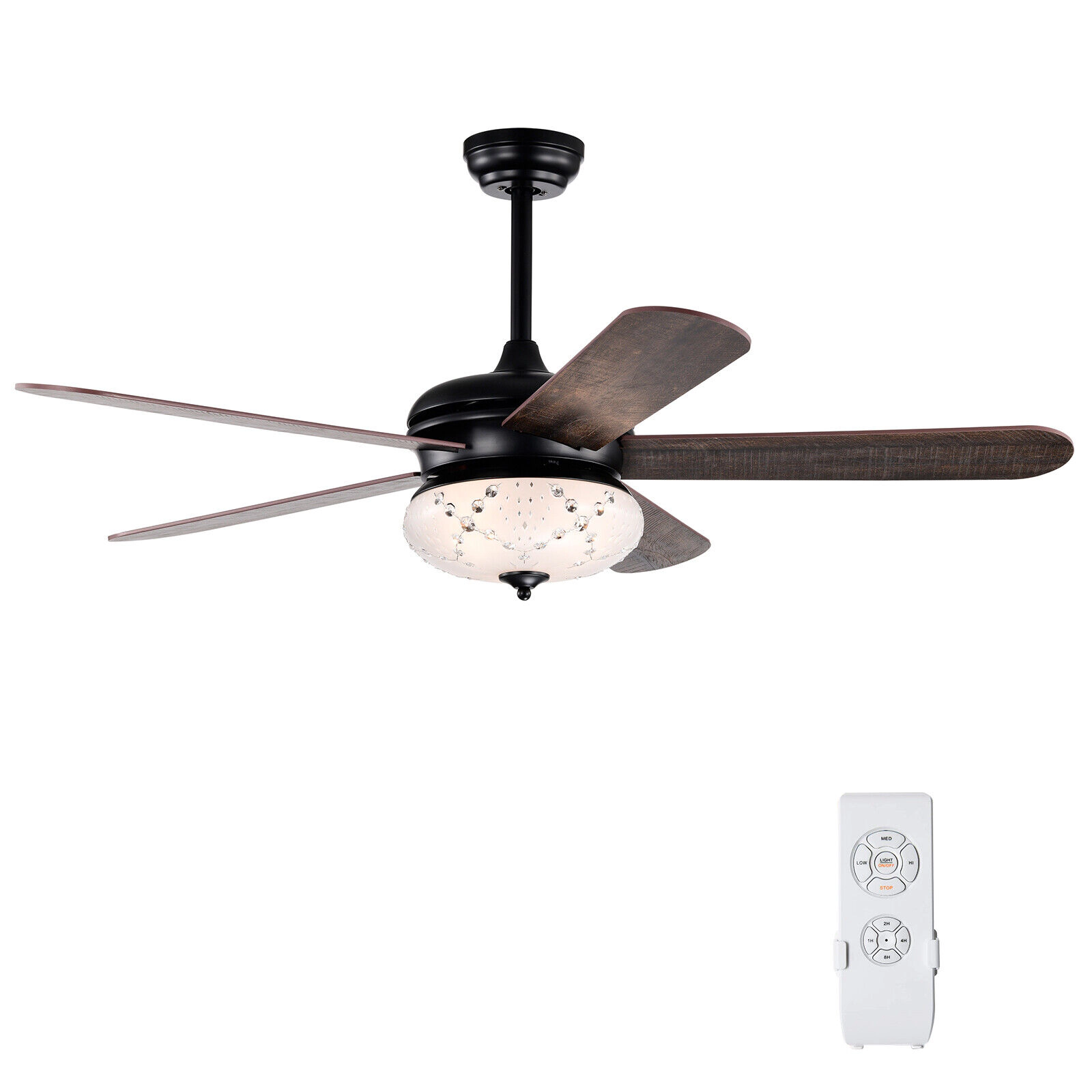 SUGIFT Walnut 5-Blade Retro Ceiling Fan with Remote Control and 3 Wind Speeds 52-in Dia 5520-CFM Airflow