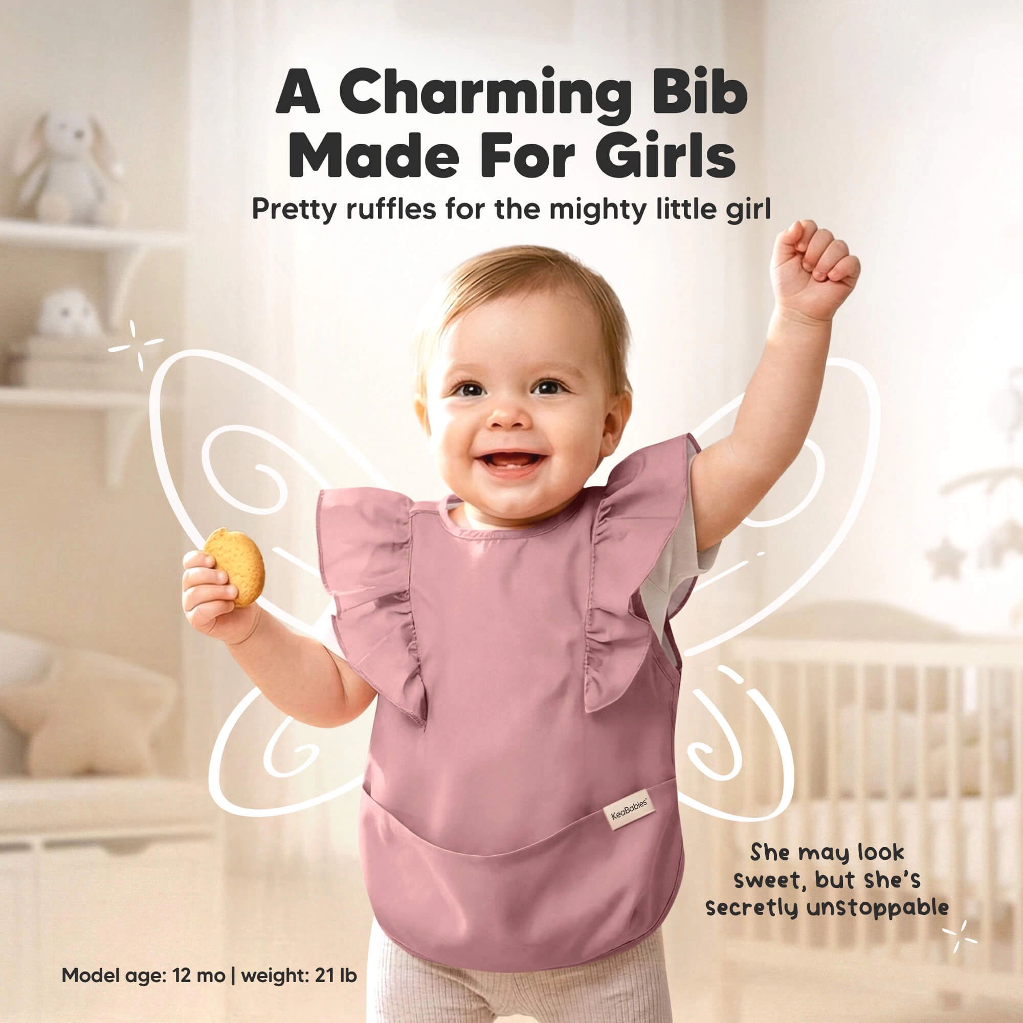 KeaBabies 2-Pack Fae Waterproof Bibs for Girls, Boys