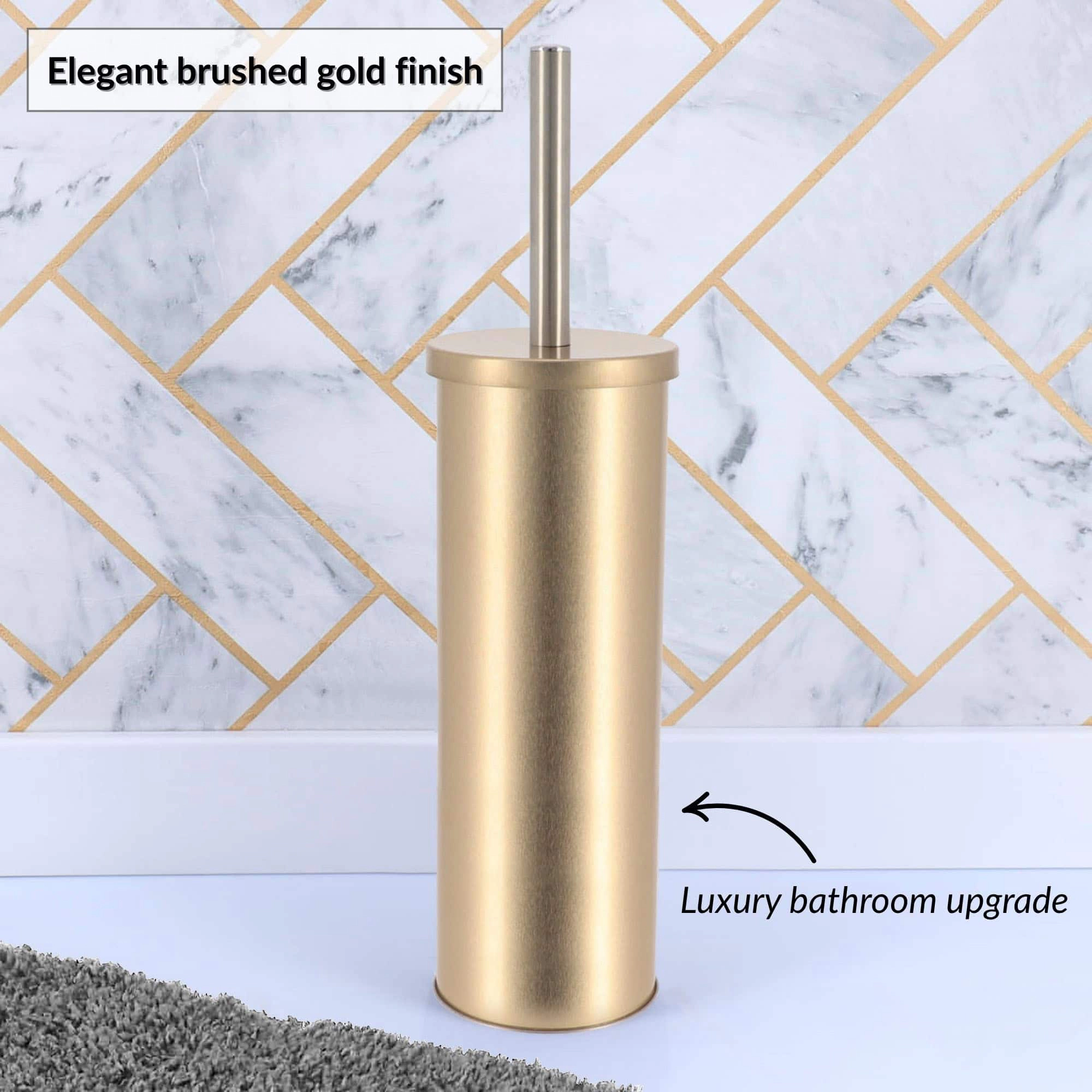 Evideco French Home Goods Brushed Gold Toilet Brush Set - 2-Piece