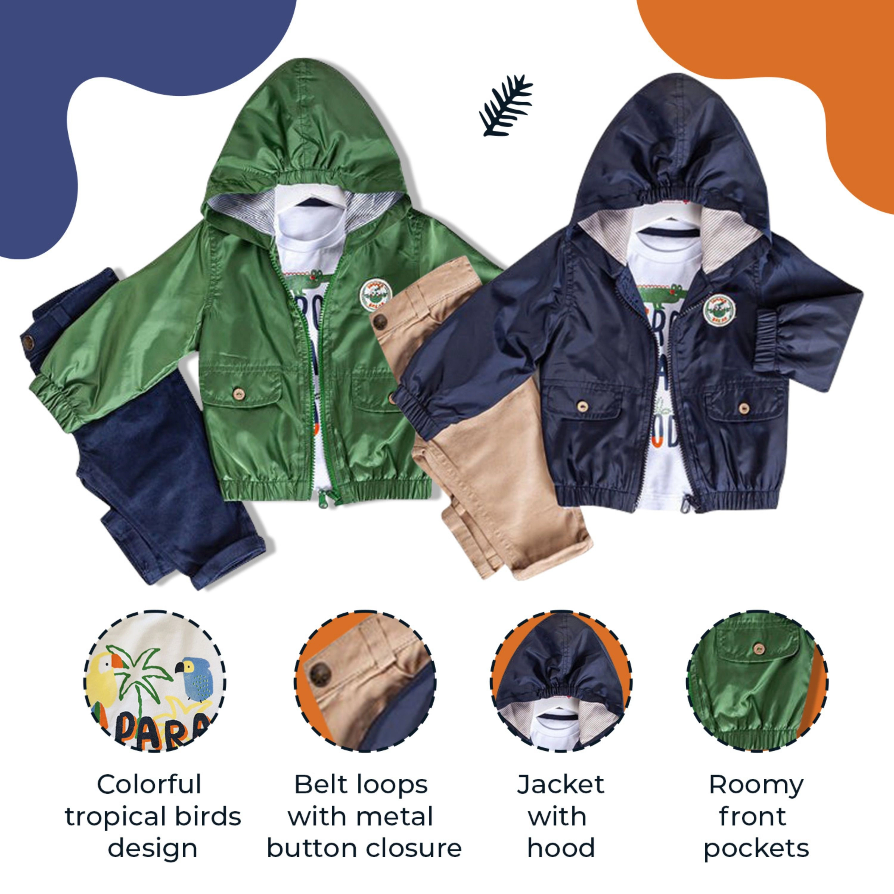 Wear Sierra Boys Infant Toddler Hooded Windbreaker 3‑Piece Set