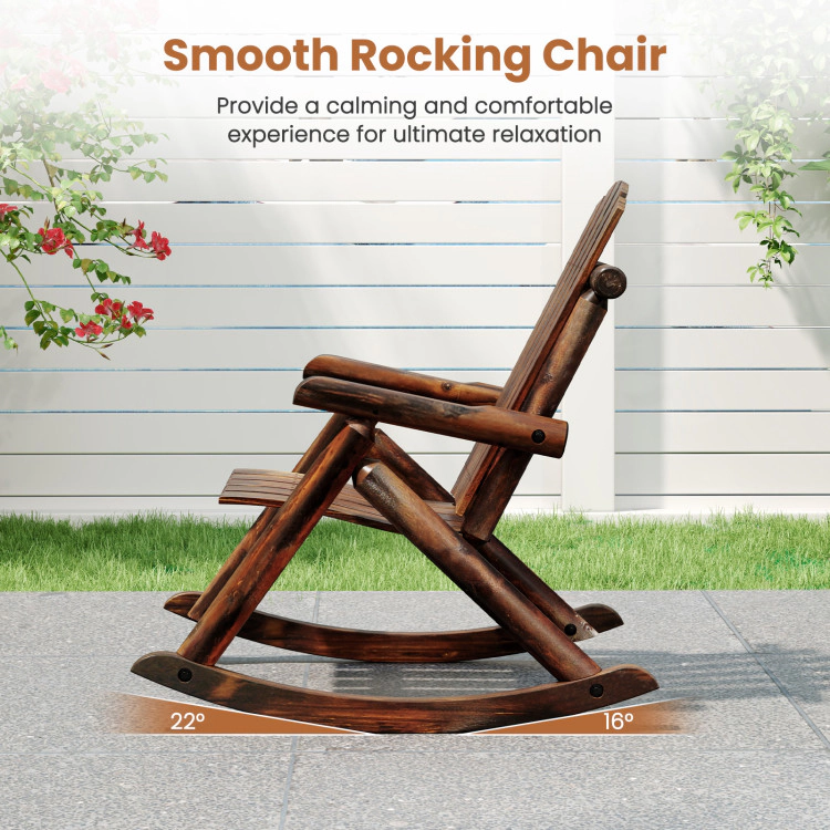 Hivvago Solid Wood Outdoor Rocking Adirondack Chair for Porch or Patio