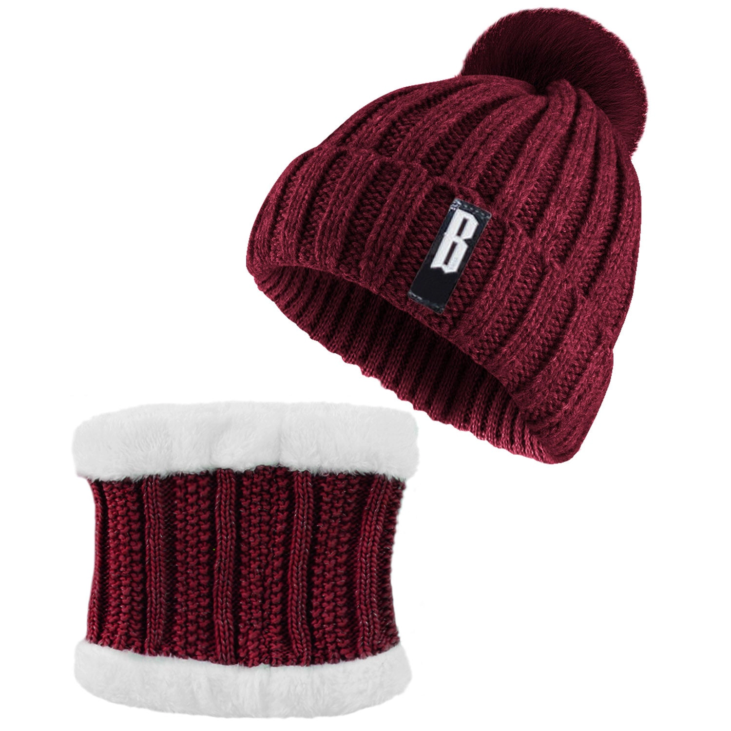 GBruno 2-in-1 Knit Beanie Hat And Scarf Set