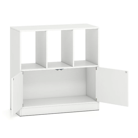 SUGIFT 3-Cube Black Bookcase with Enclosed Cabinet Compartment 27.5-in W 27.5-in H 33-lb Per Cube