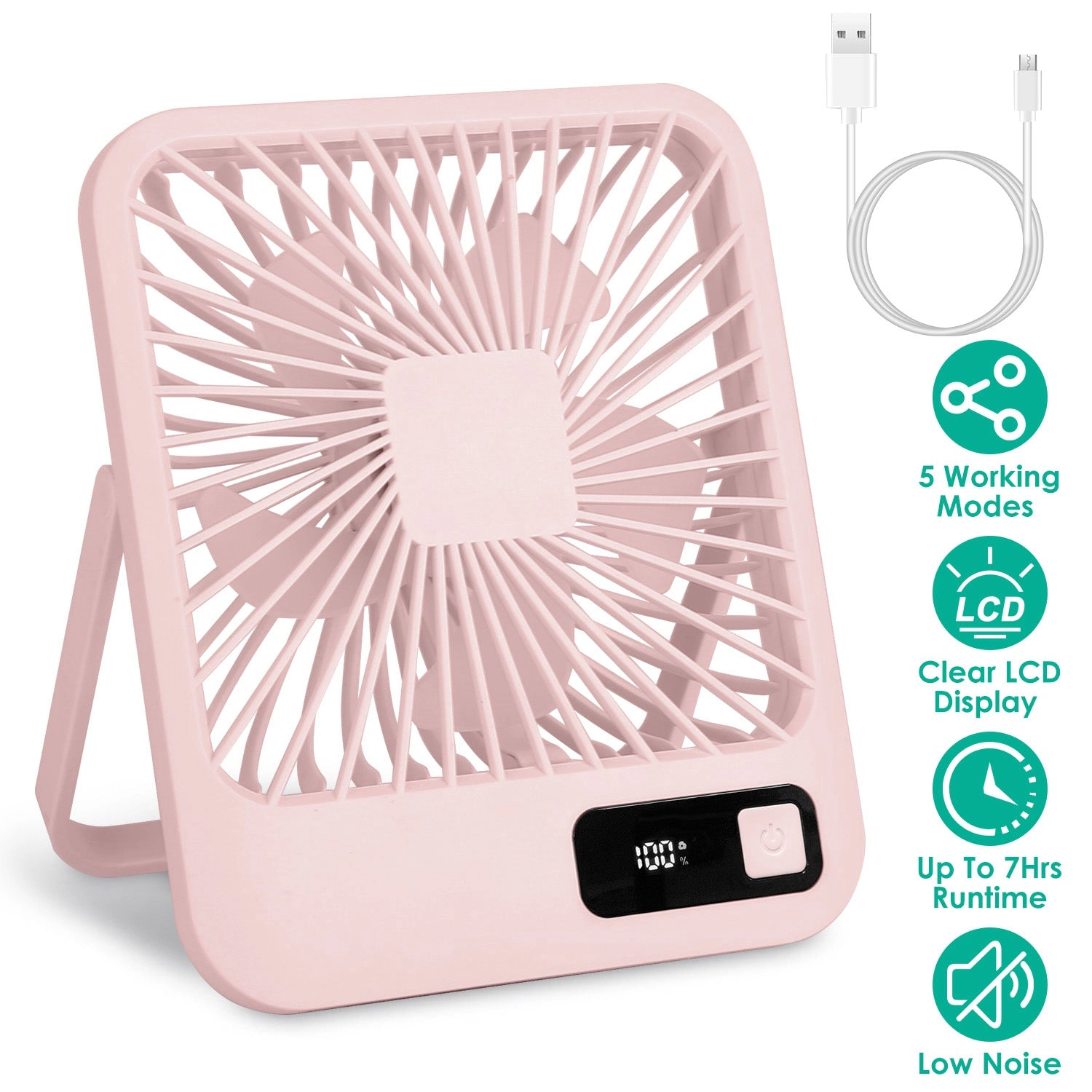 GBruno Rechargeable Desktop Cooling Fan With LCD Display