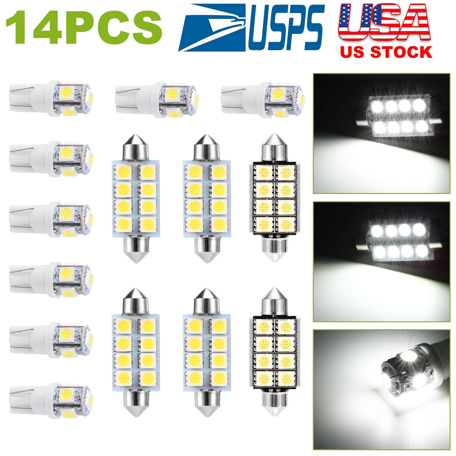 GBruno 14-Piece LED Interior Car Light Bulb Kit