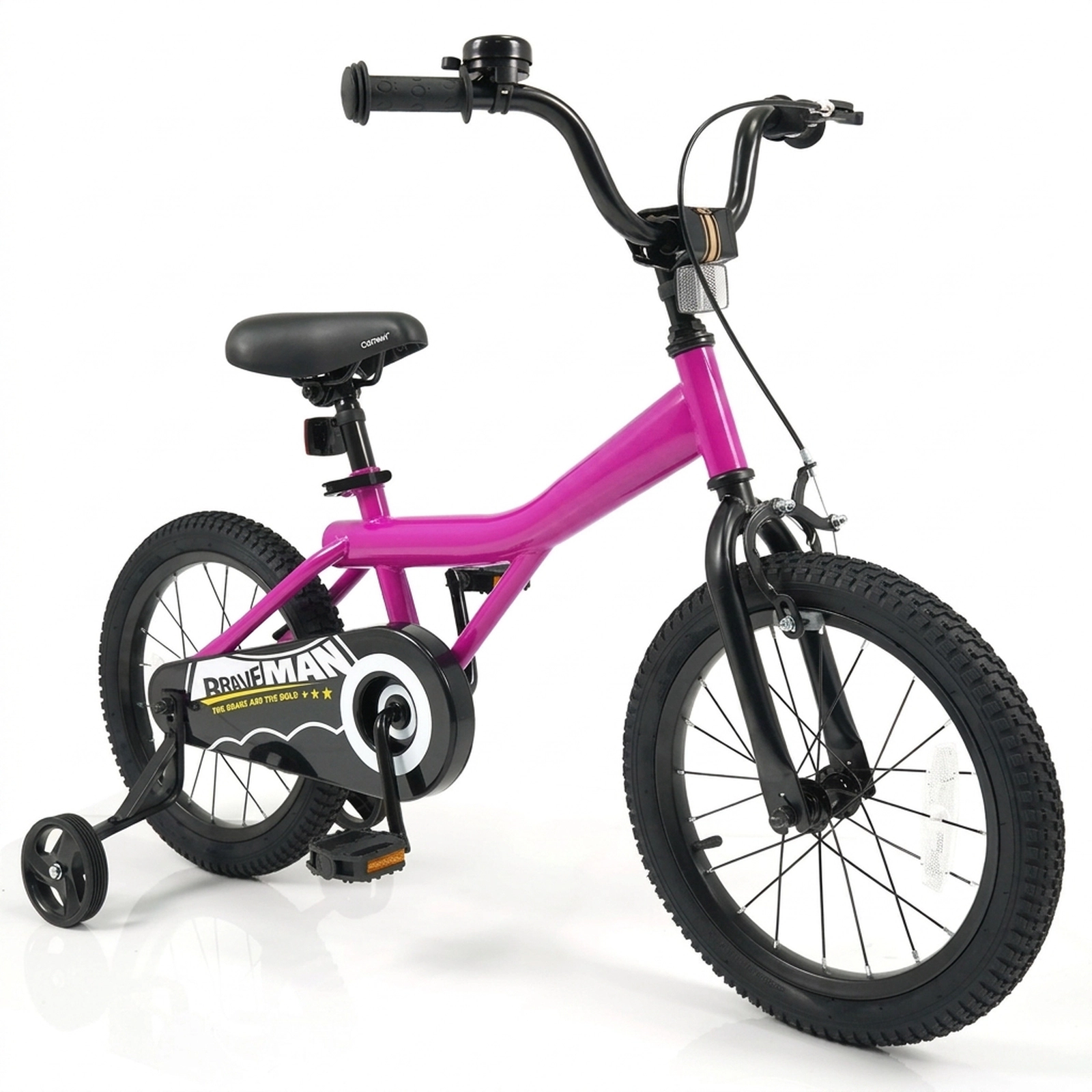 SUGIFT Pink Removable Training Wheels Padded Saddle and Chain Guard Kids 16 Inch Bike