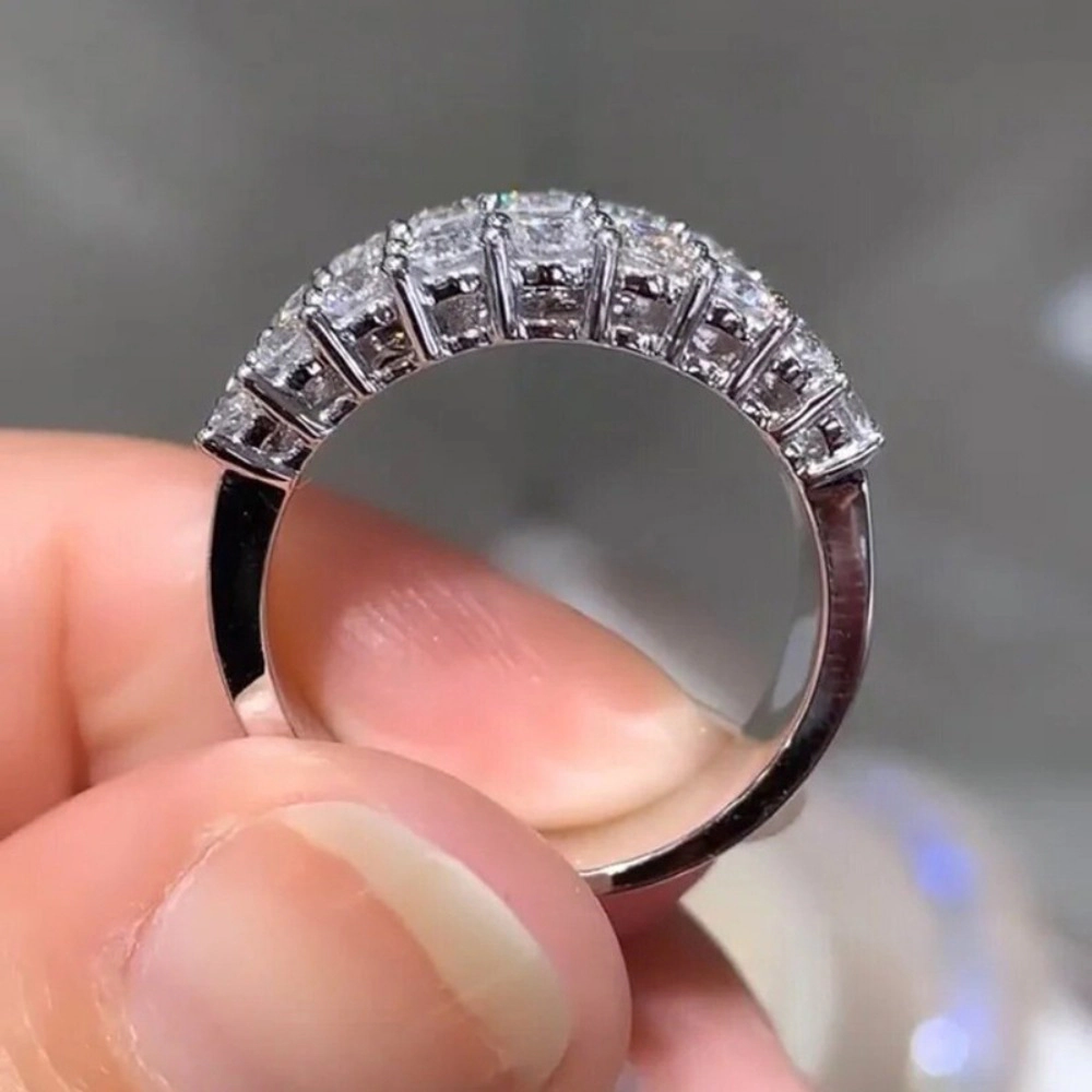 Women's 3-layer half circle CZ Ring Fashionable Modern Design Jewelry