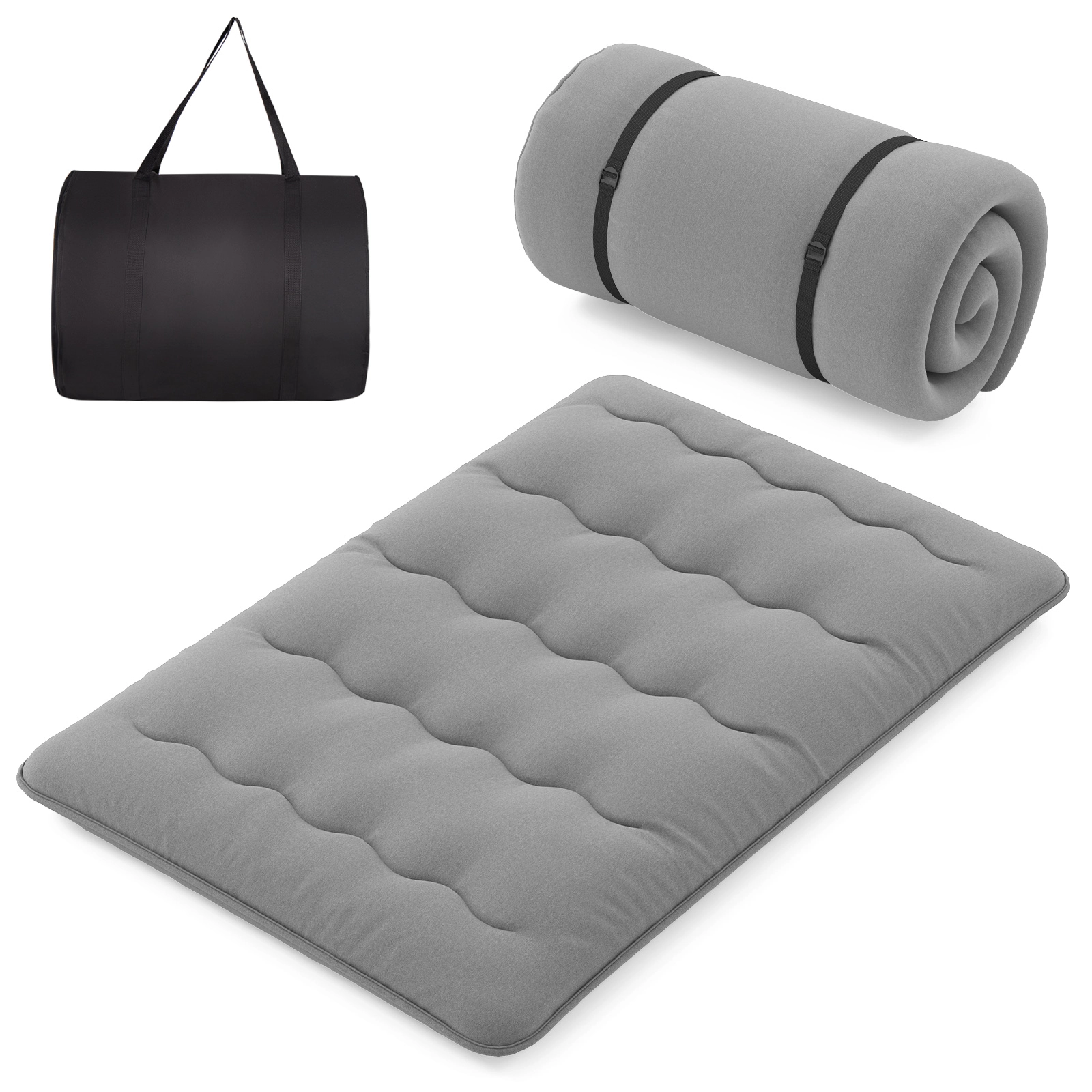 SUGIFT Full Size 5-Layer Folding Futon Mattress Machine Washable Cover Carry Bag 4-in Thick 250-lb Capacity Gray