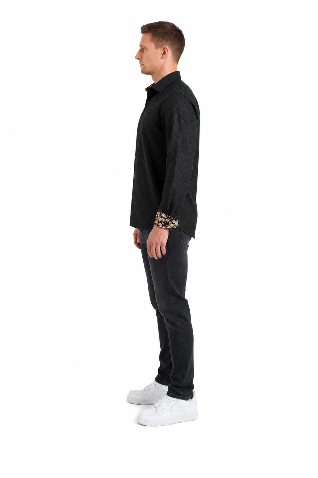 Elie Balleh Slim Fit Mens Jacquard Dot Button-Down Shirt