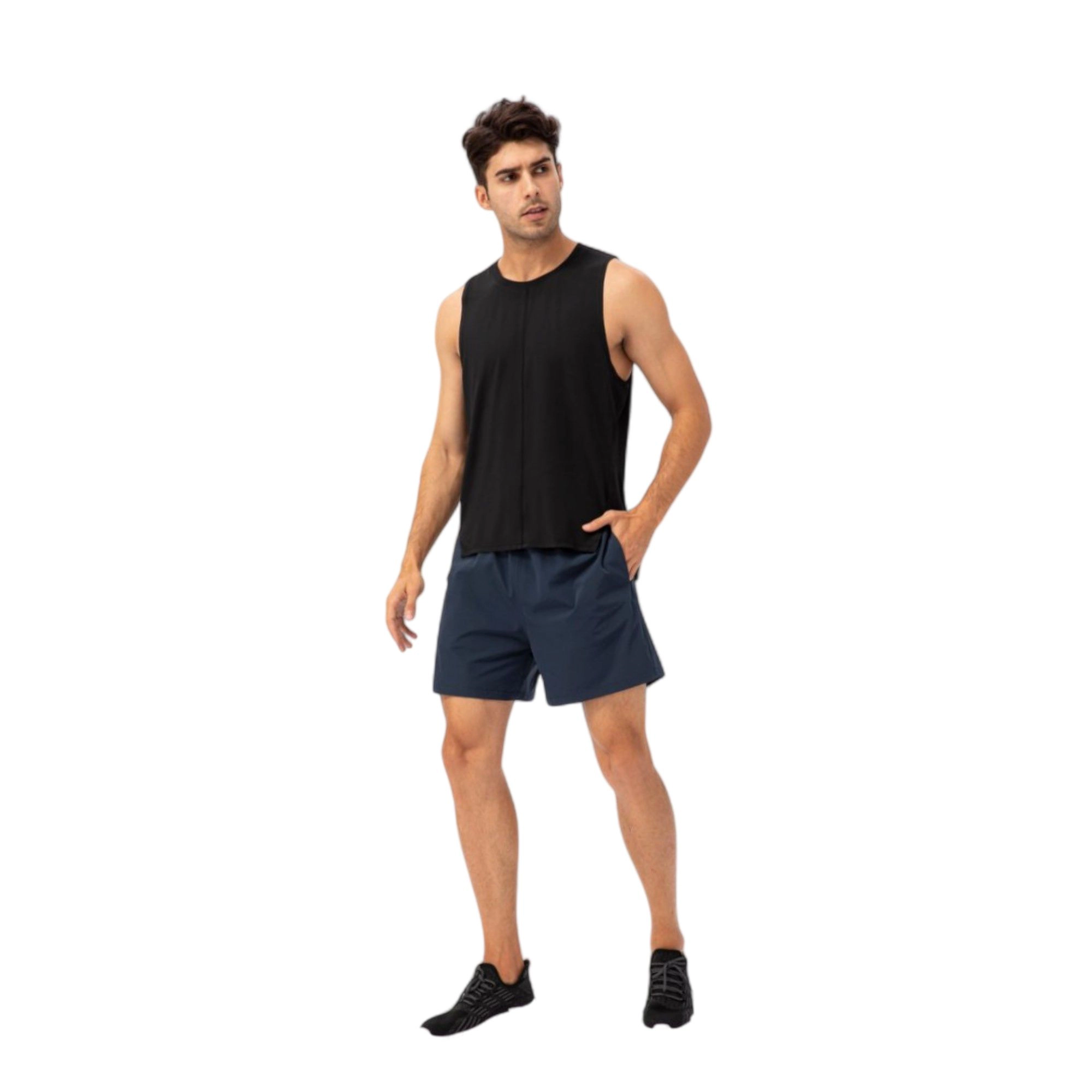 Anna-Kaci Men's Sleeveless Performance Tank Top with Side Slits and Breathable Quick-Dry Fabric