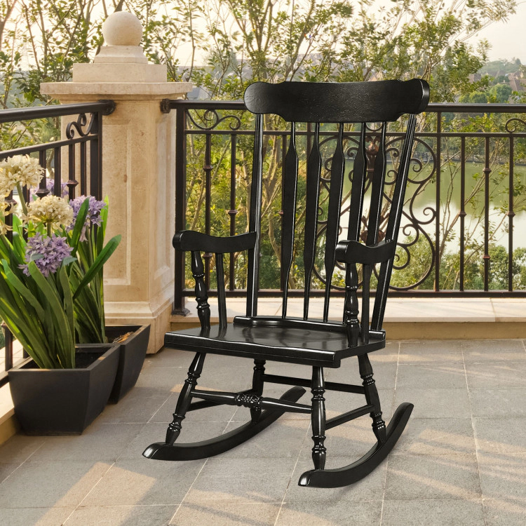 Hivvago Rocking Chair With Solid Wooden Frame For Garden And Patio