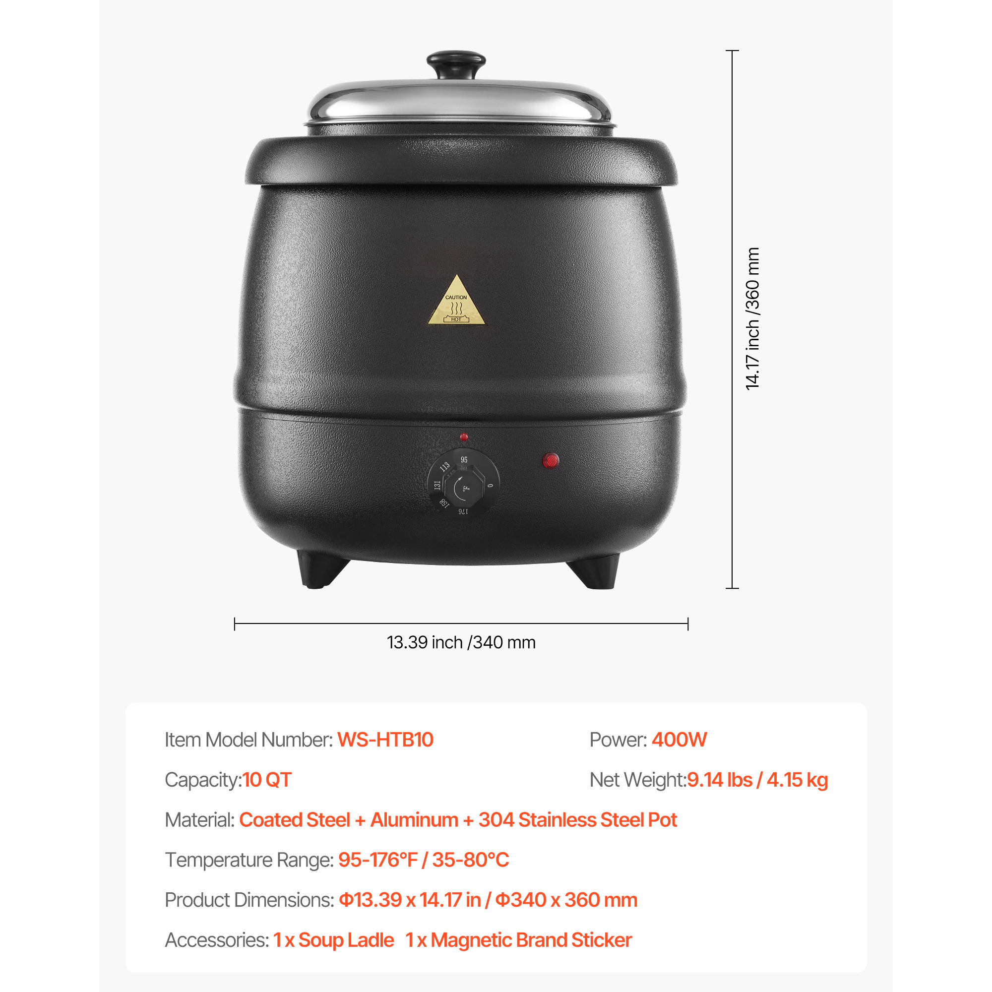 HONGGE Electric Soup Warmer Stainless Steel with Adjustable Commercial Station for Restaurant