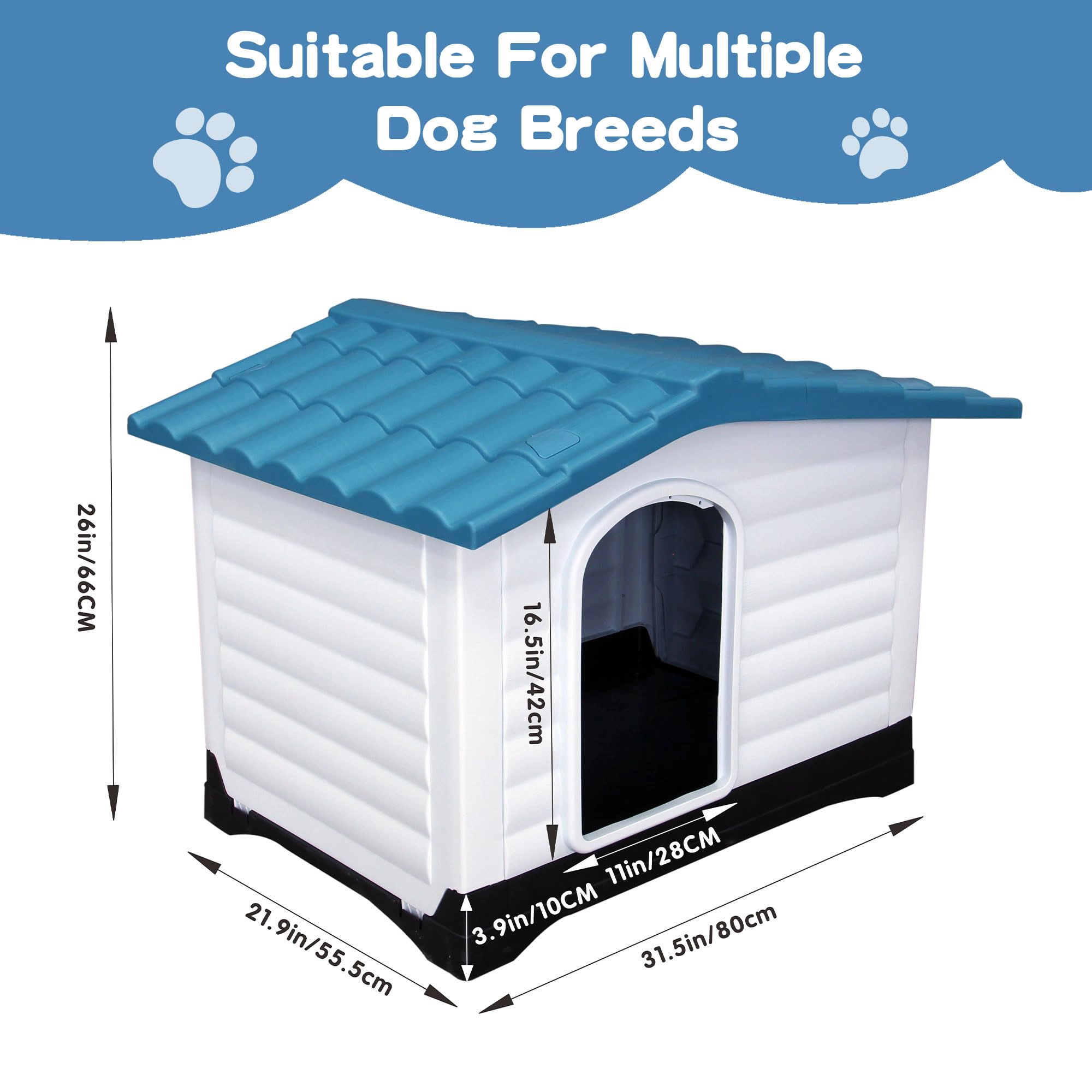 Durable Weather-Resistant Outdoor Dog House, Comfortable Pet Kennel