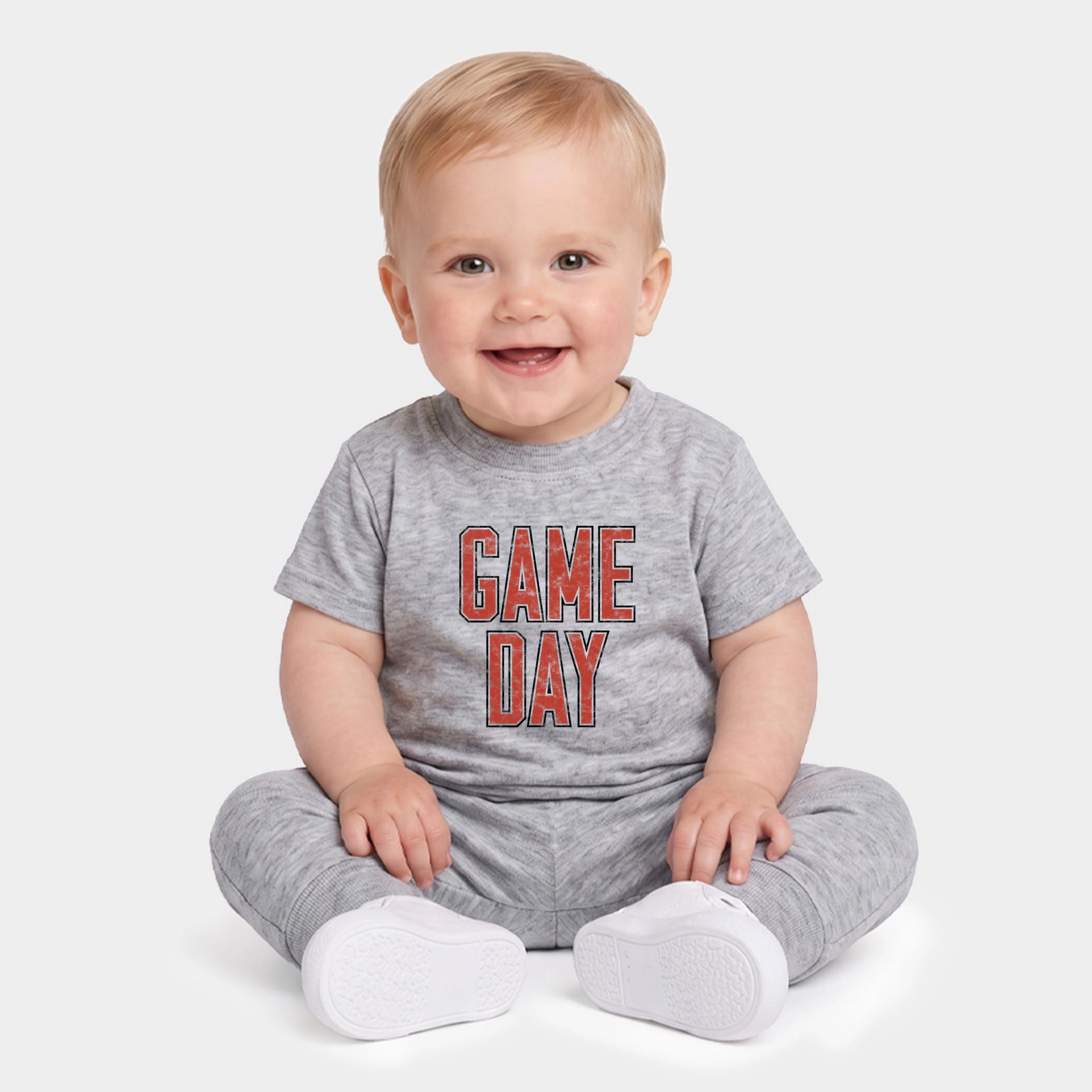 The Juniper Shop - Infant Jogger Pant Crew Set Game Day Outlined Distressed