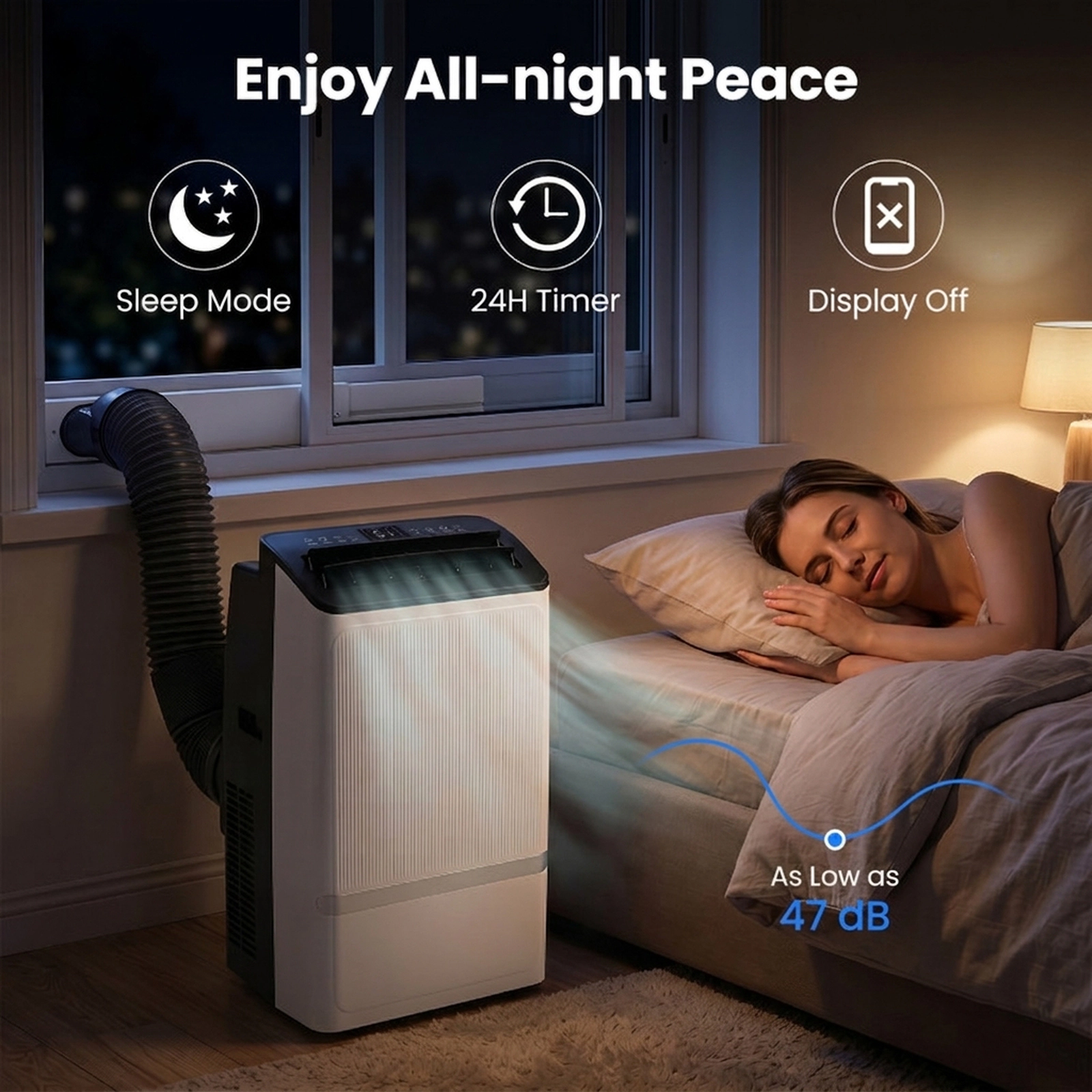 SUGIFT Black 14000-BTU Wi-Fi Portable Air Conditioner with Dehumidifier and 24H Timer 16.5-in W 14-in D 28.5-in H