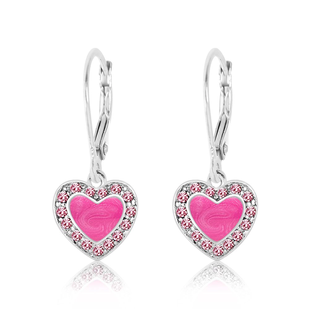 CHANTEUR Kids Silver-Plated Heart Leverback Earrings - Sterling Silver Closure
