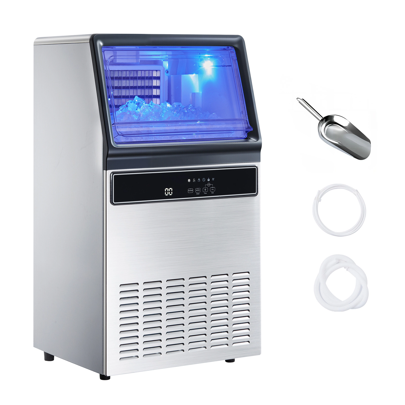 HONGGE Commercial Ice Maker Machine, with Storage, Freestanding Under Counter