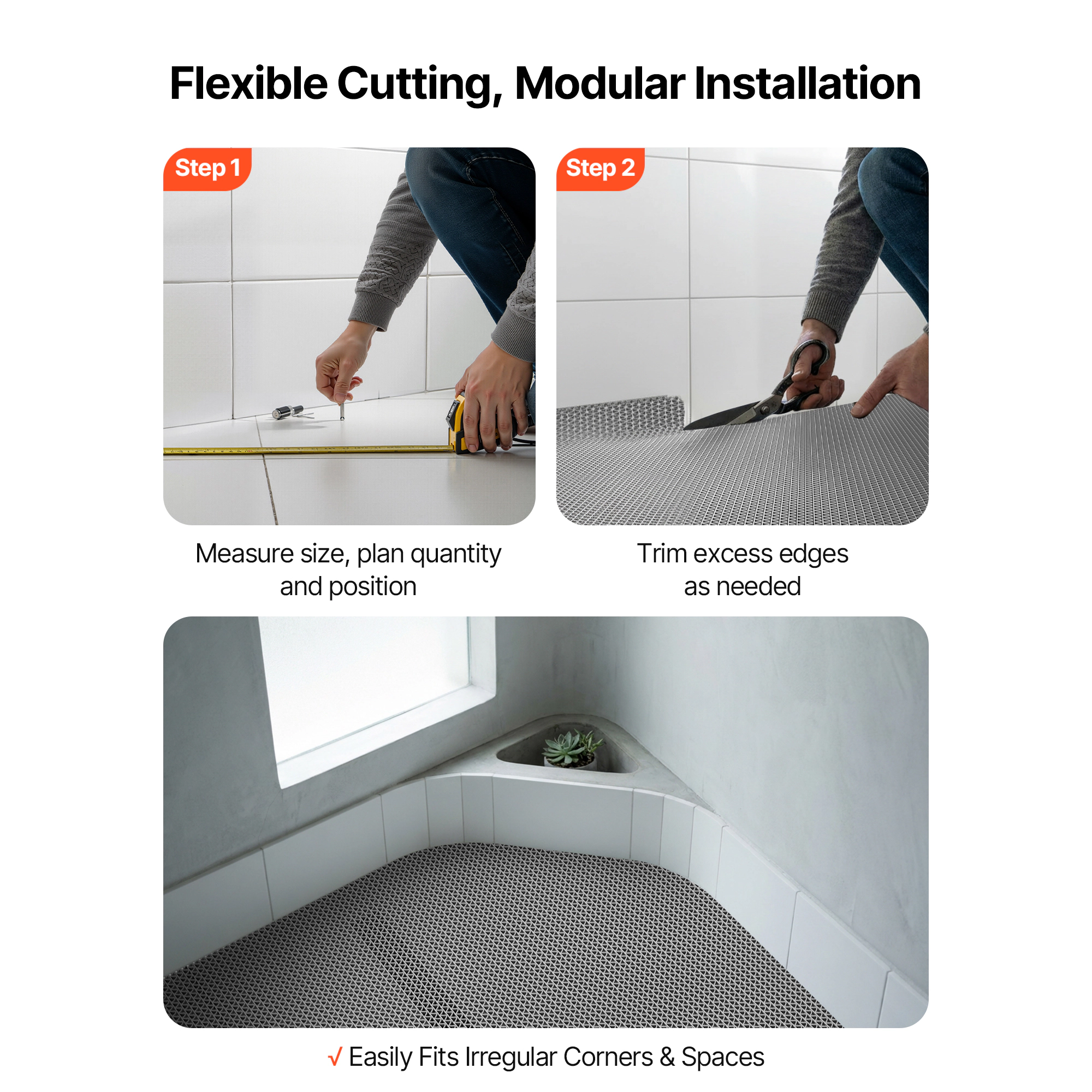 HONGGE Drainage Mat PVC Non Slip Commercial Floor Mat Wet Area Water Drain Splash Matting Hollow Doormat Roll for