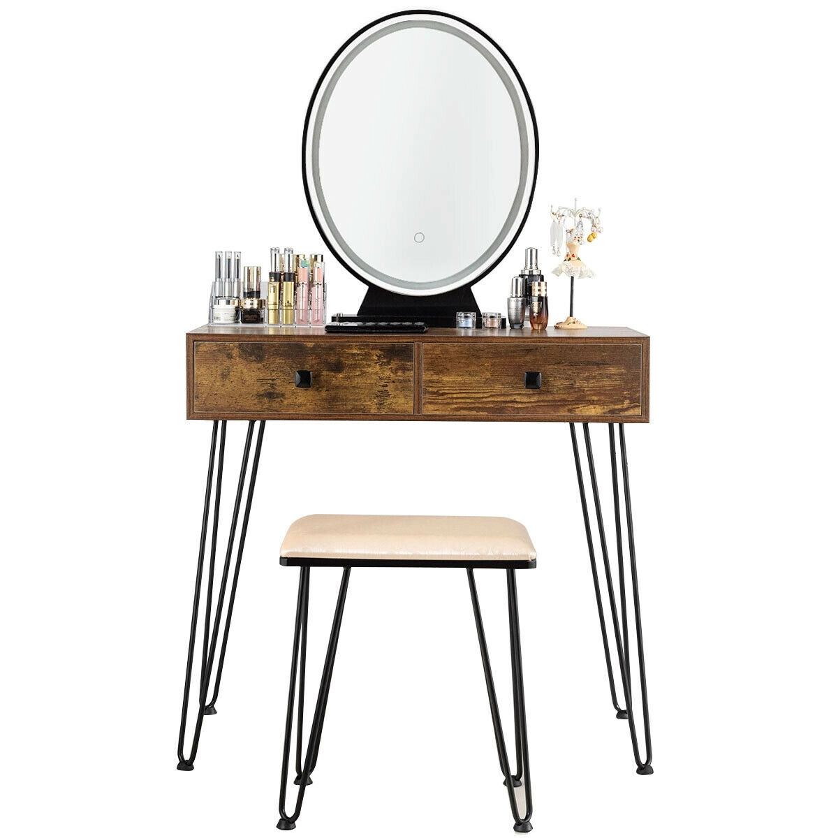 LJG Industrial Makeup Dressing Table with 3 Lighting Modes