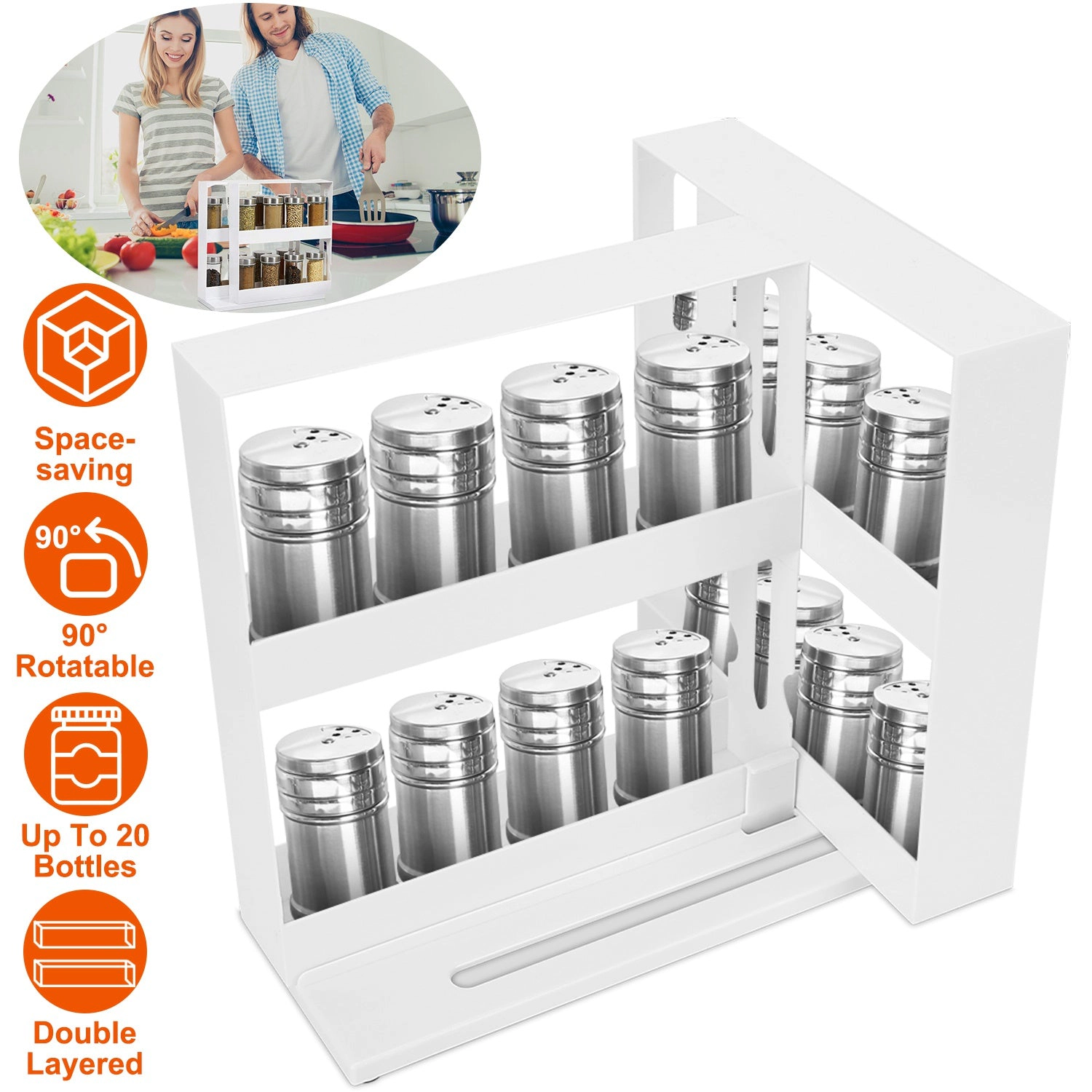 GBruno 2-Tier Swivel Cabinet Organizer Rack